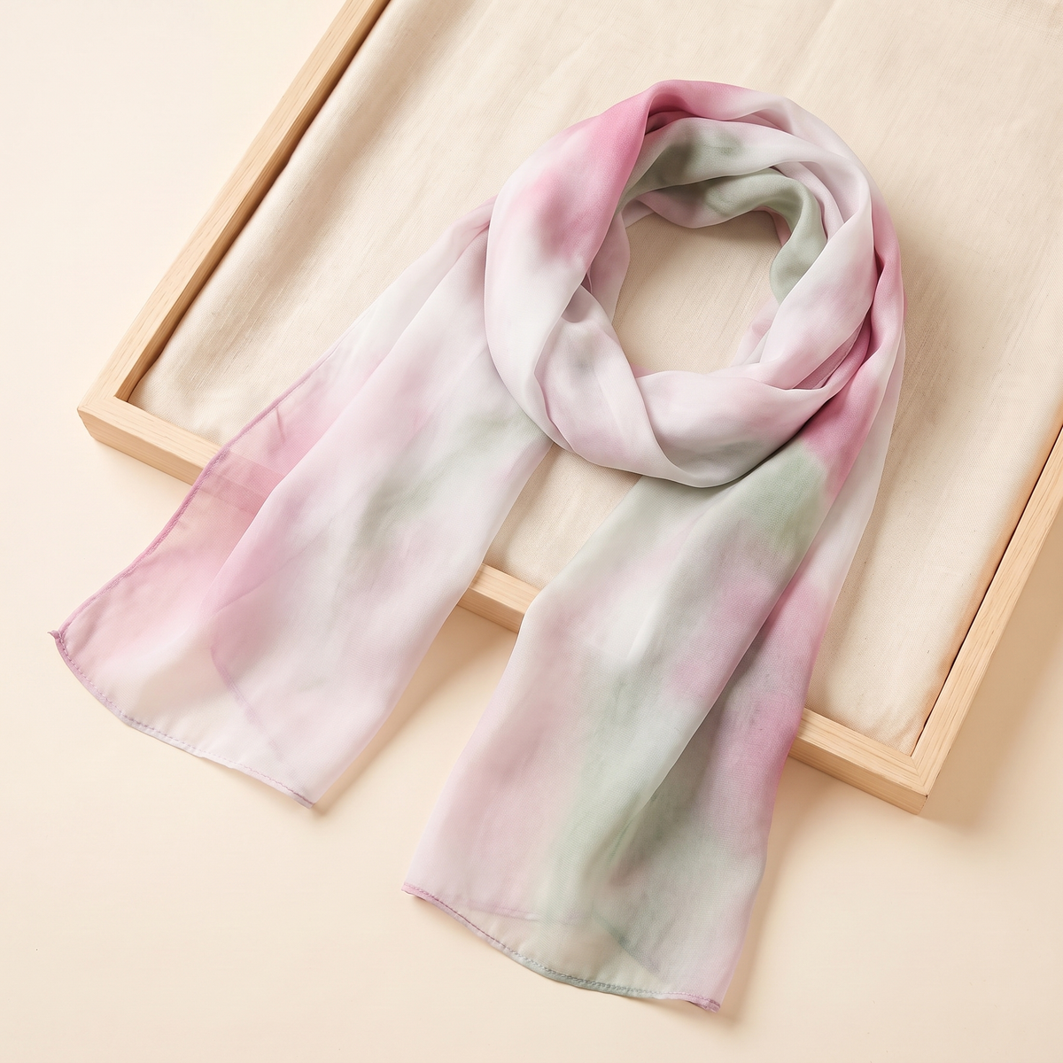 SITRĀ Double-Sided Ink Print Hijab — Pink Watercolour