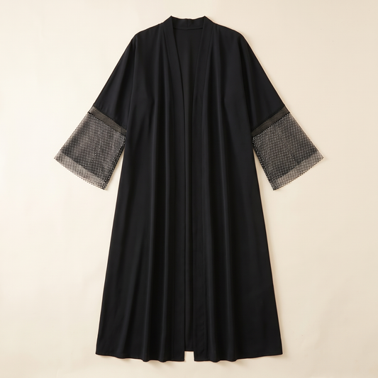 Flared Sleeve Abaya in Black – flat