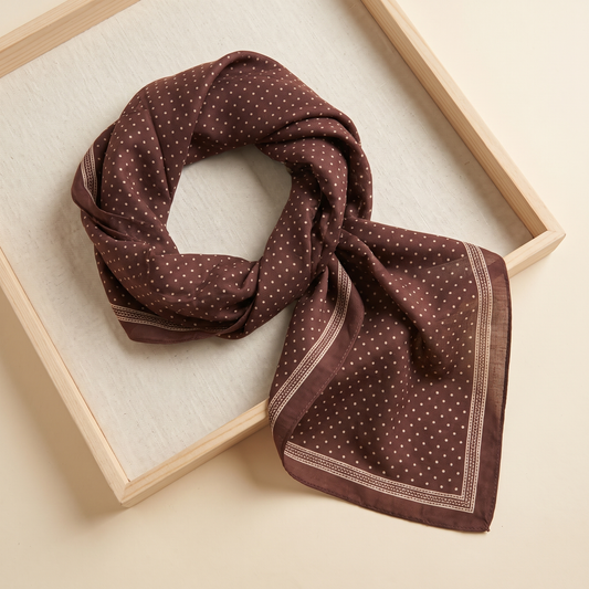 Nada Printed Square Hijab – Cocoa Dot