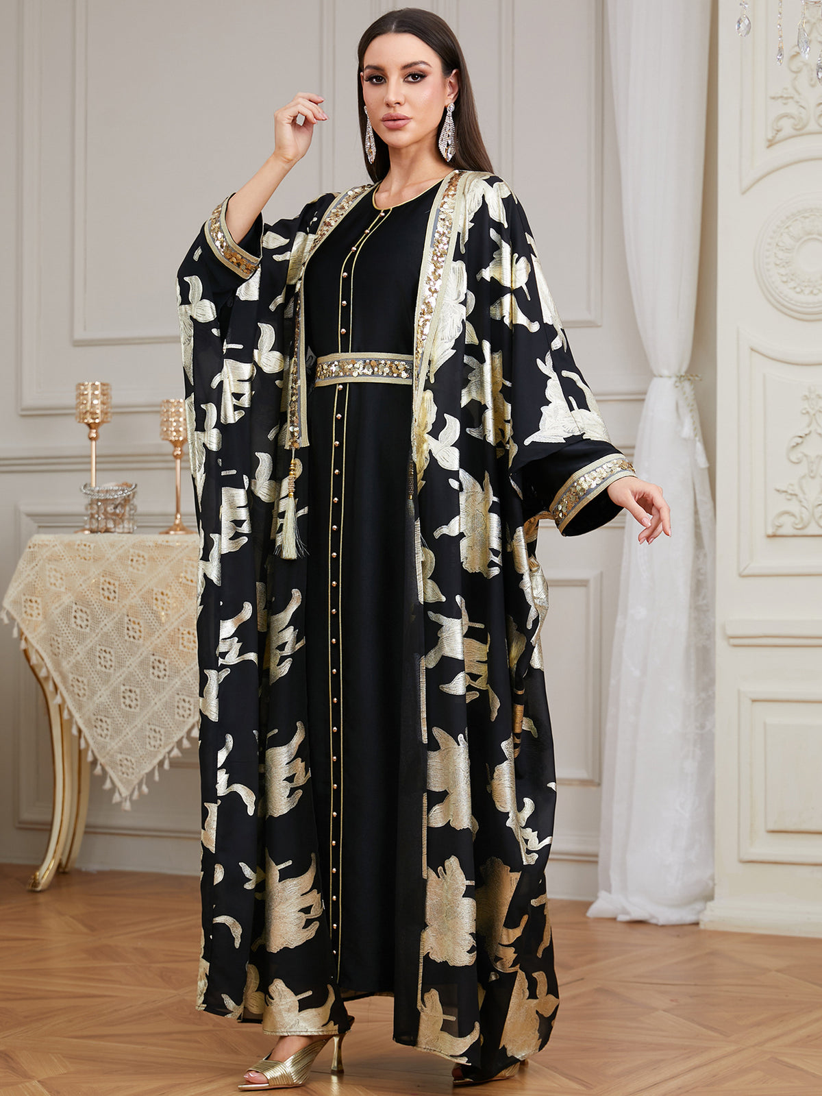 Karima Beaded Two-Piece Abaya Set — view 19 of 23