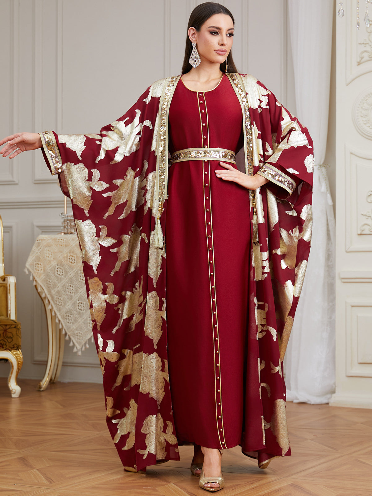 Karima Beaded Two-Piece Abaya Set — view 12 of 23