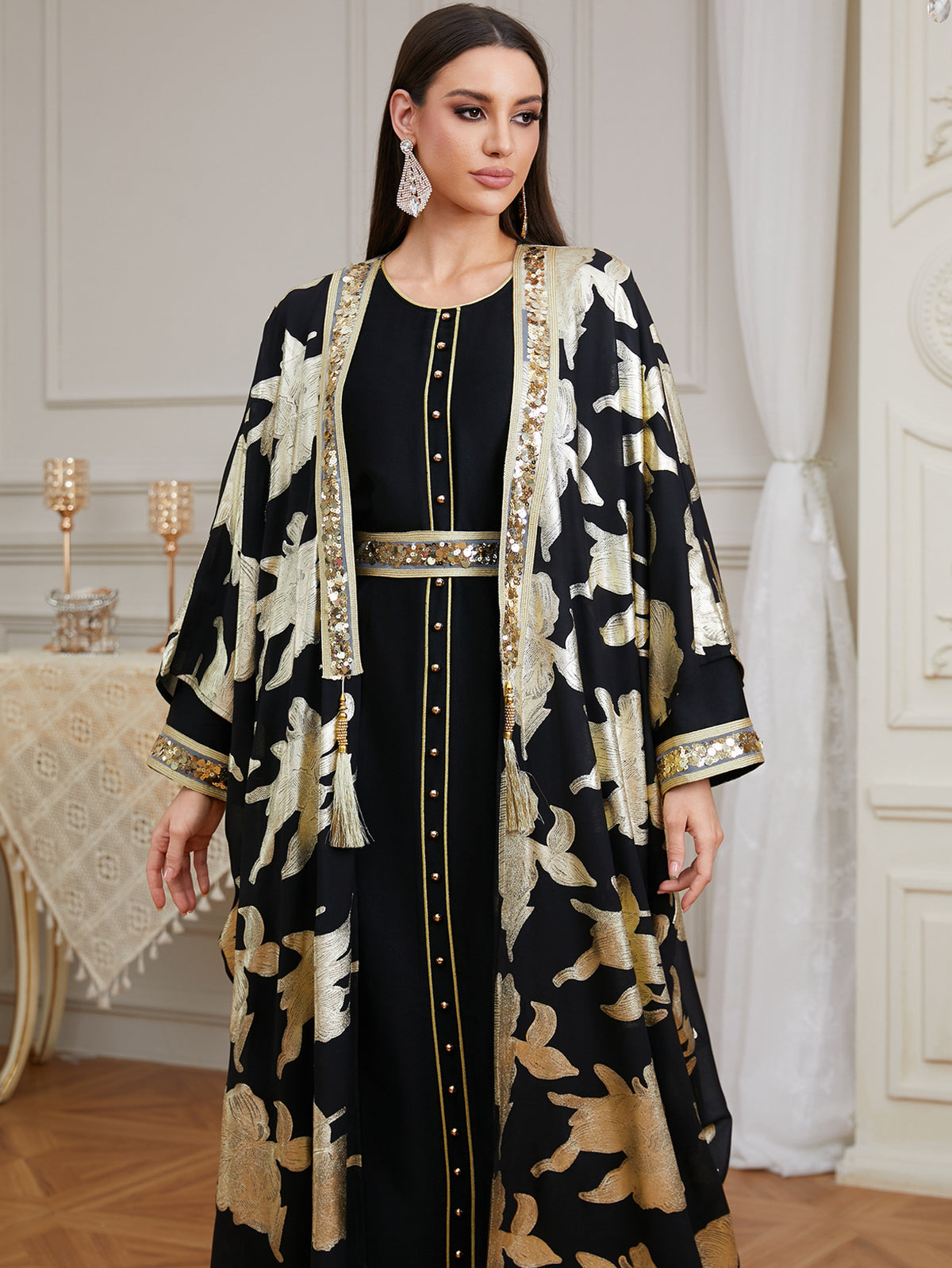Karima Beaded Two-Piece Abaya Set — view 20 of 23
