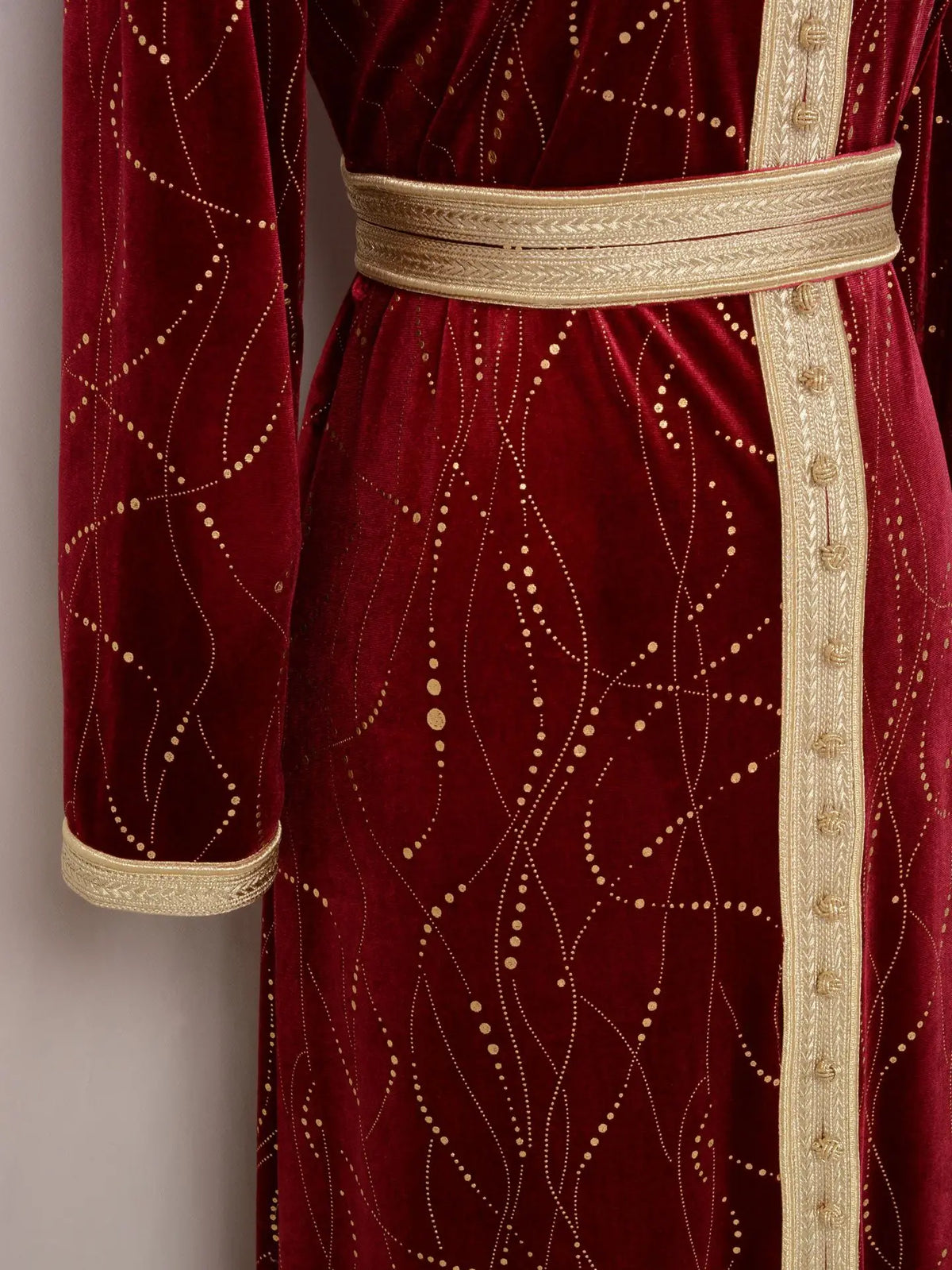Wine Velvet Open Abaya with Embroidery — view 20 of 24