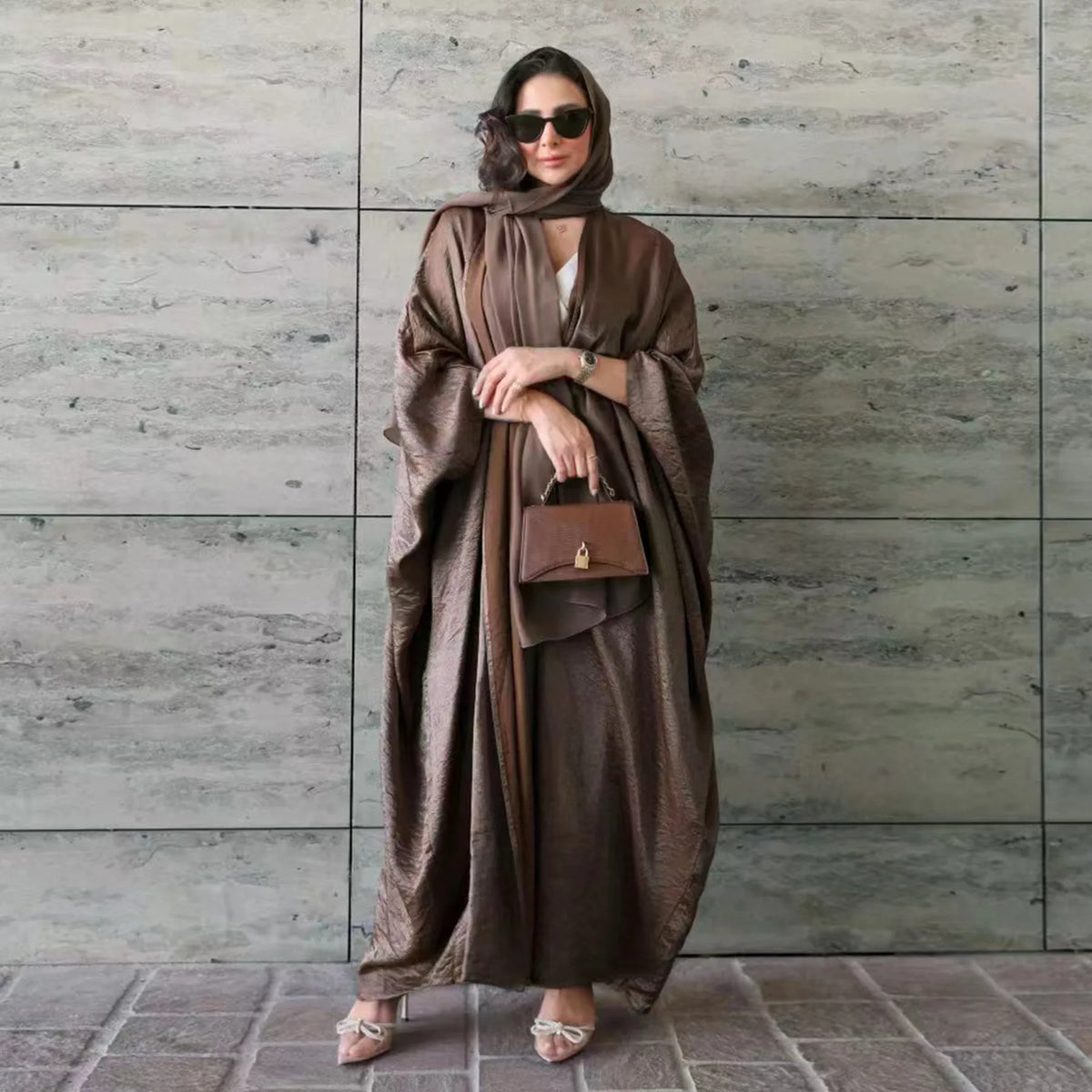 Draped Open Abaya with Scarf Option