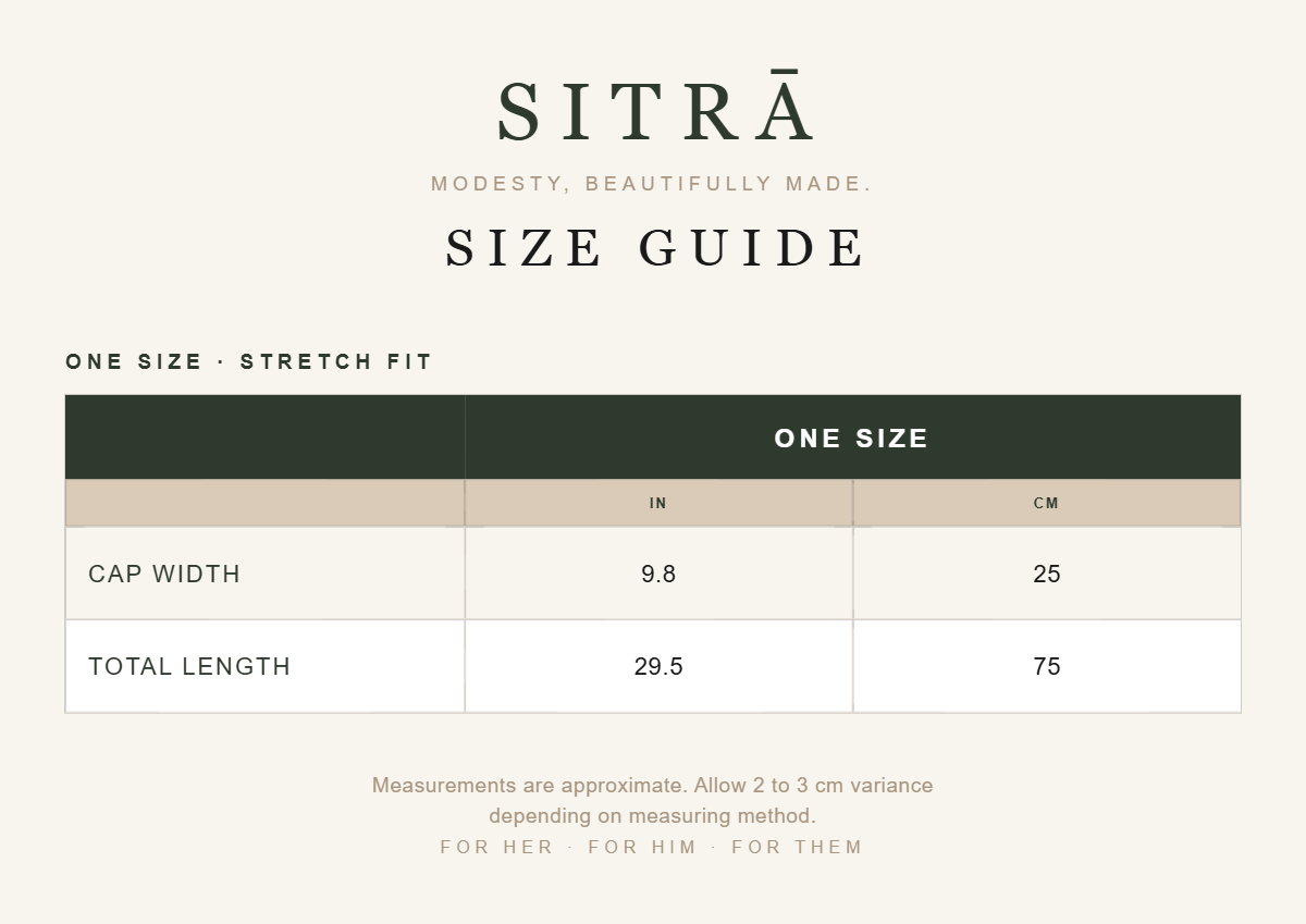 SITRA size guide - gradient instant hijab