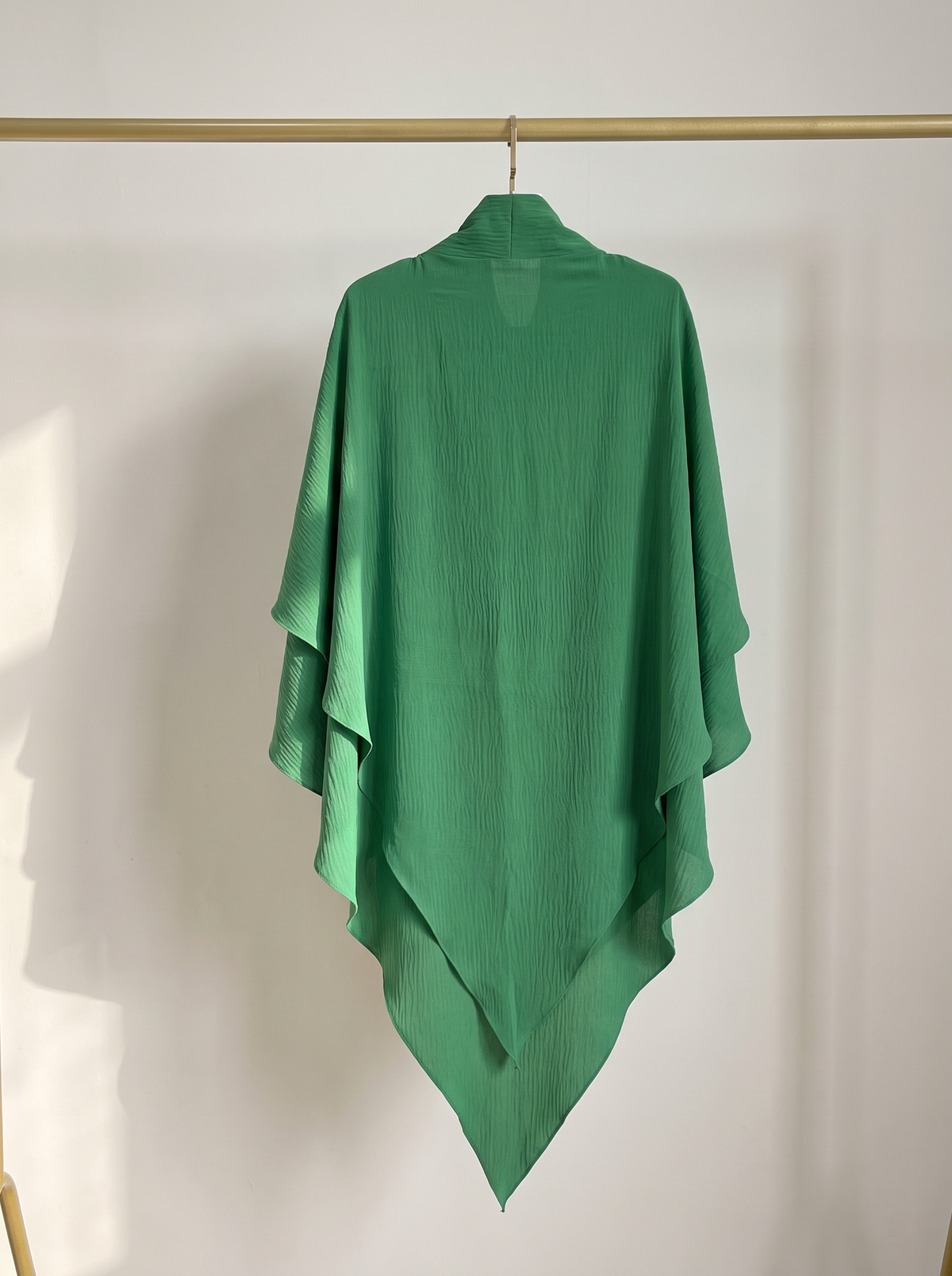 Two layer jazz crepe long khimar in green