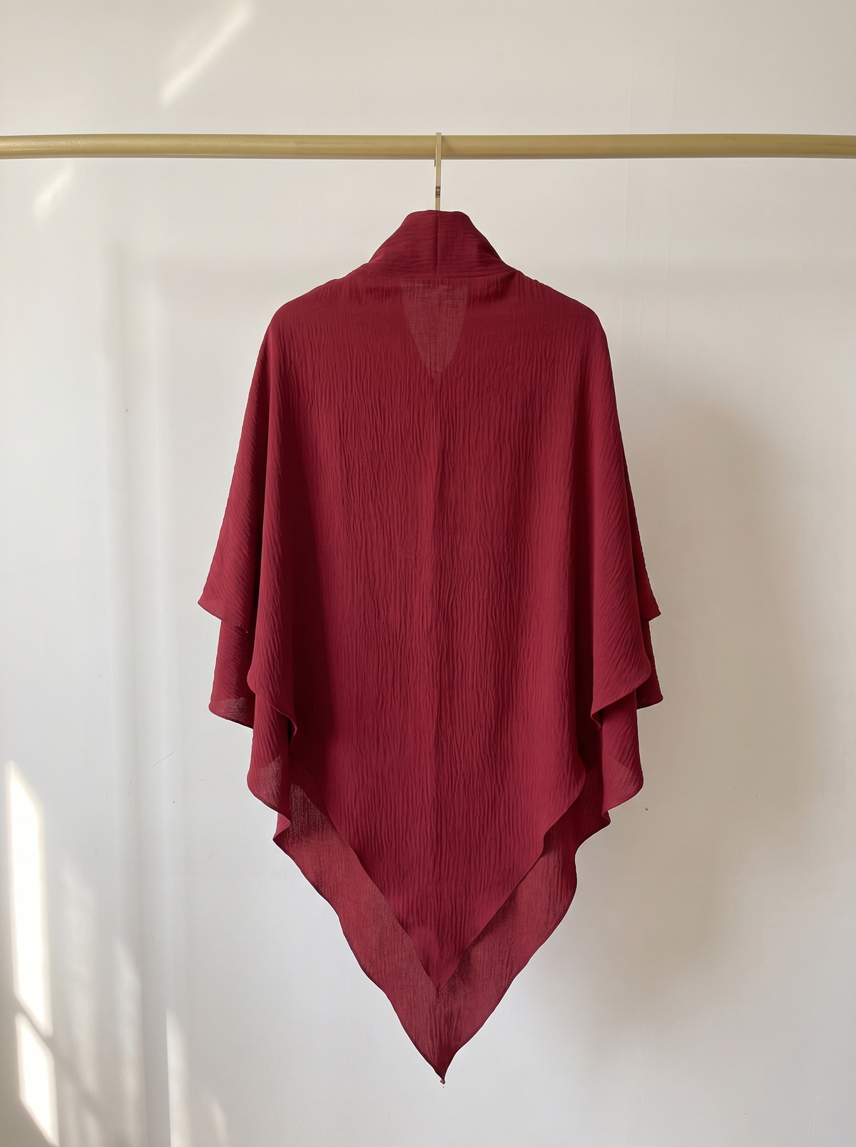 Two layer jazz crepe long khimar in dark red