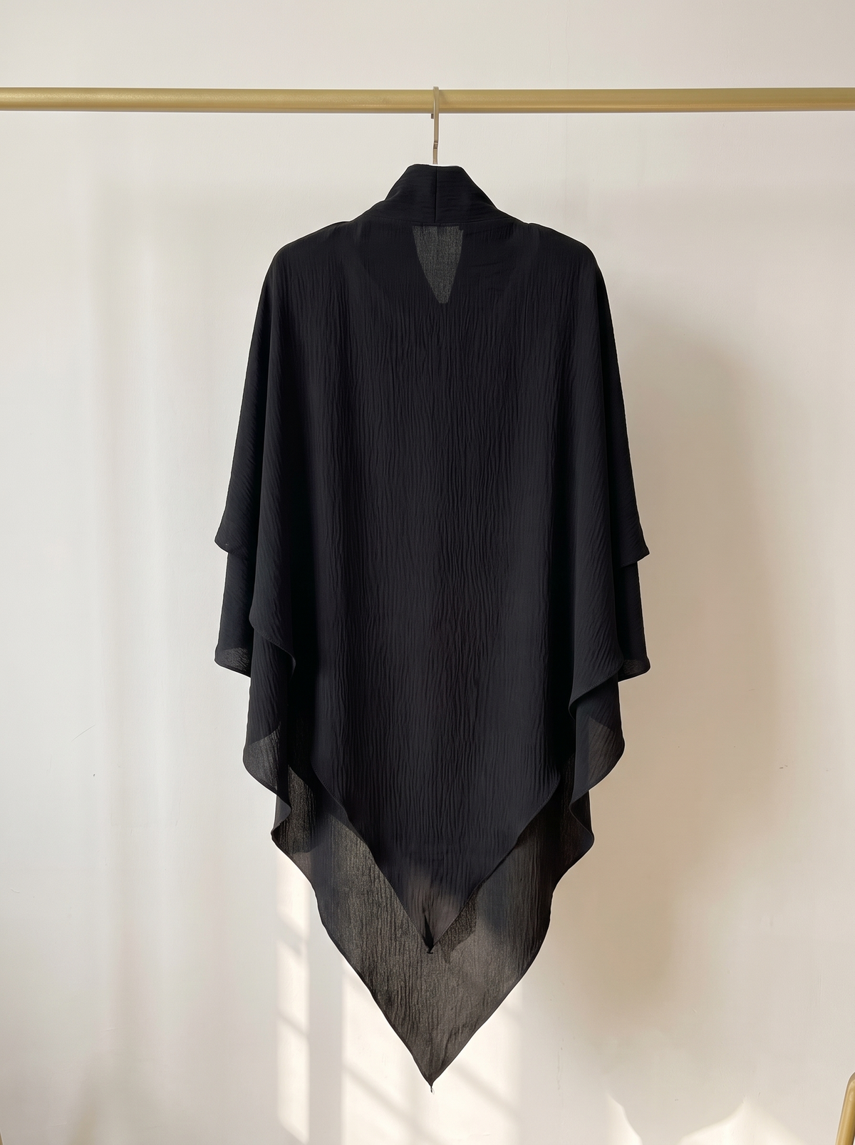 Two layer jazz crepe long khimar in black