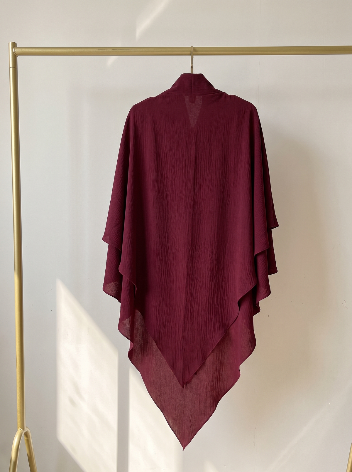 Two layer jazz crepe long khimar in wine red