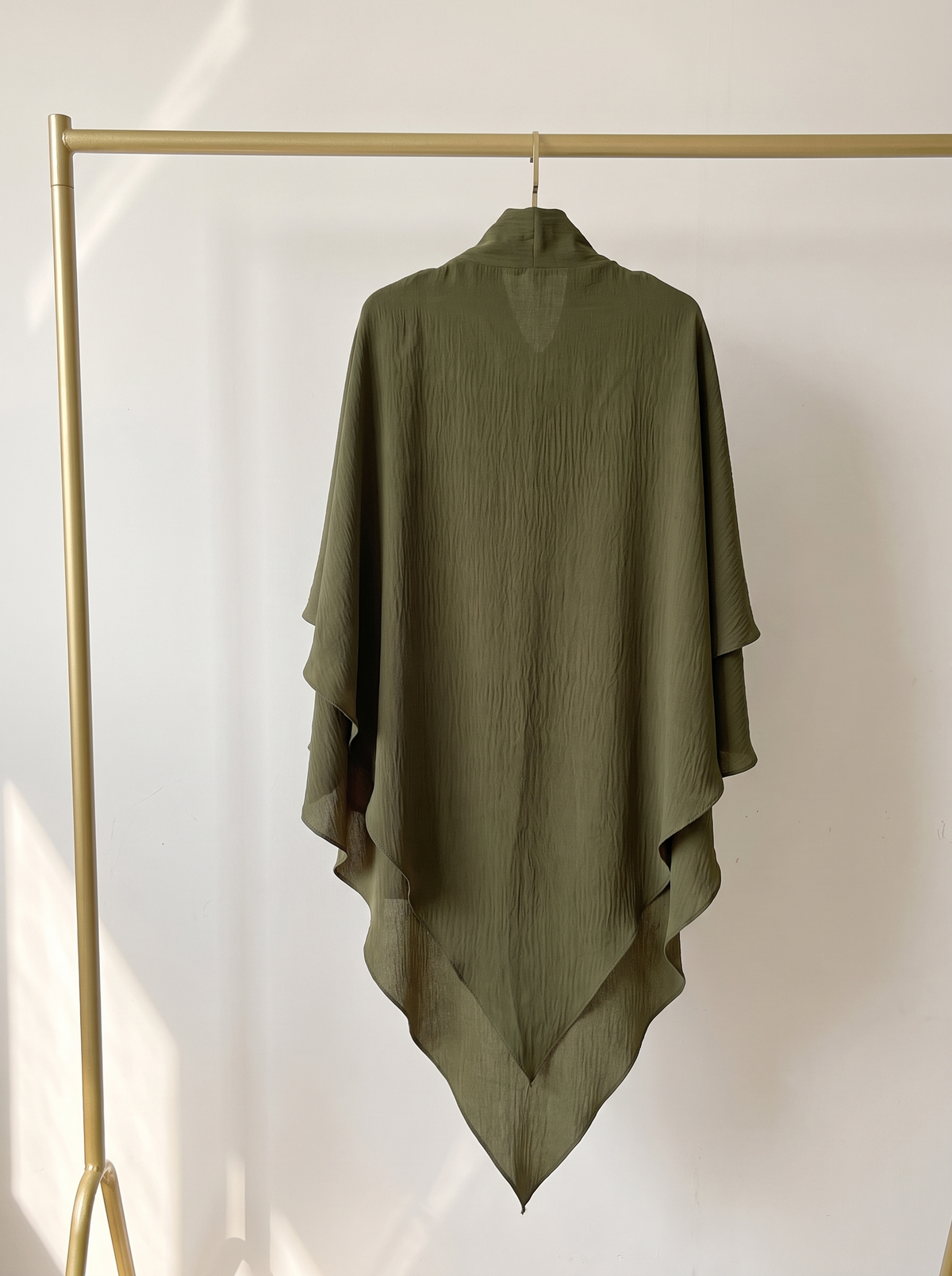 Two layer jazz crepe long khimar in army green