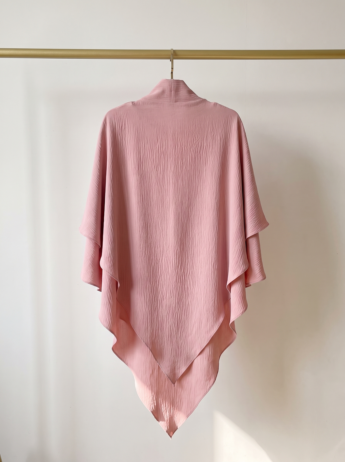 Two layer jazz crepe long khimar in pink