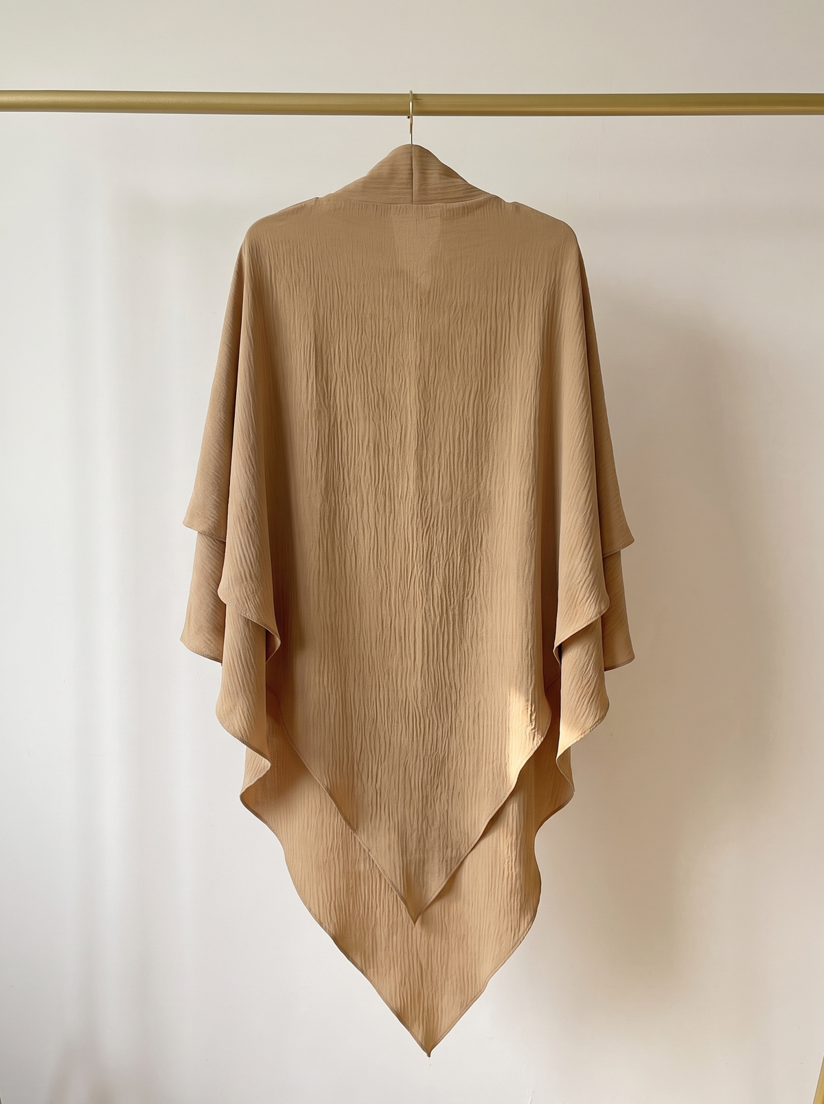 Two layer jazz crepe long khimar in khaki