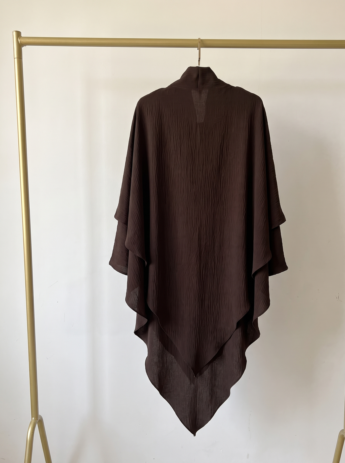 Two layer jazz crepe long khimar in dark coffee