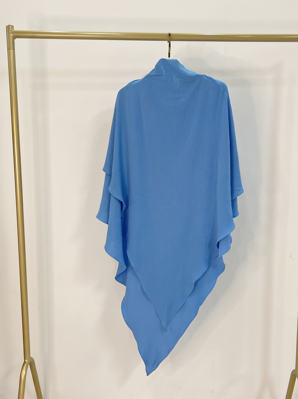 Two layer jazz crepe long khimar in blue