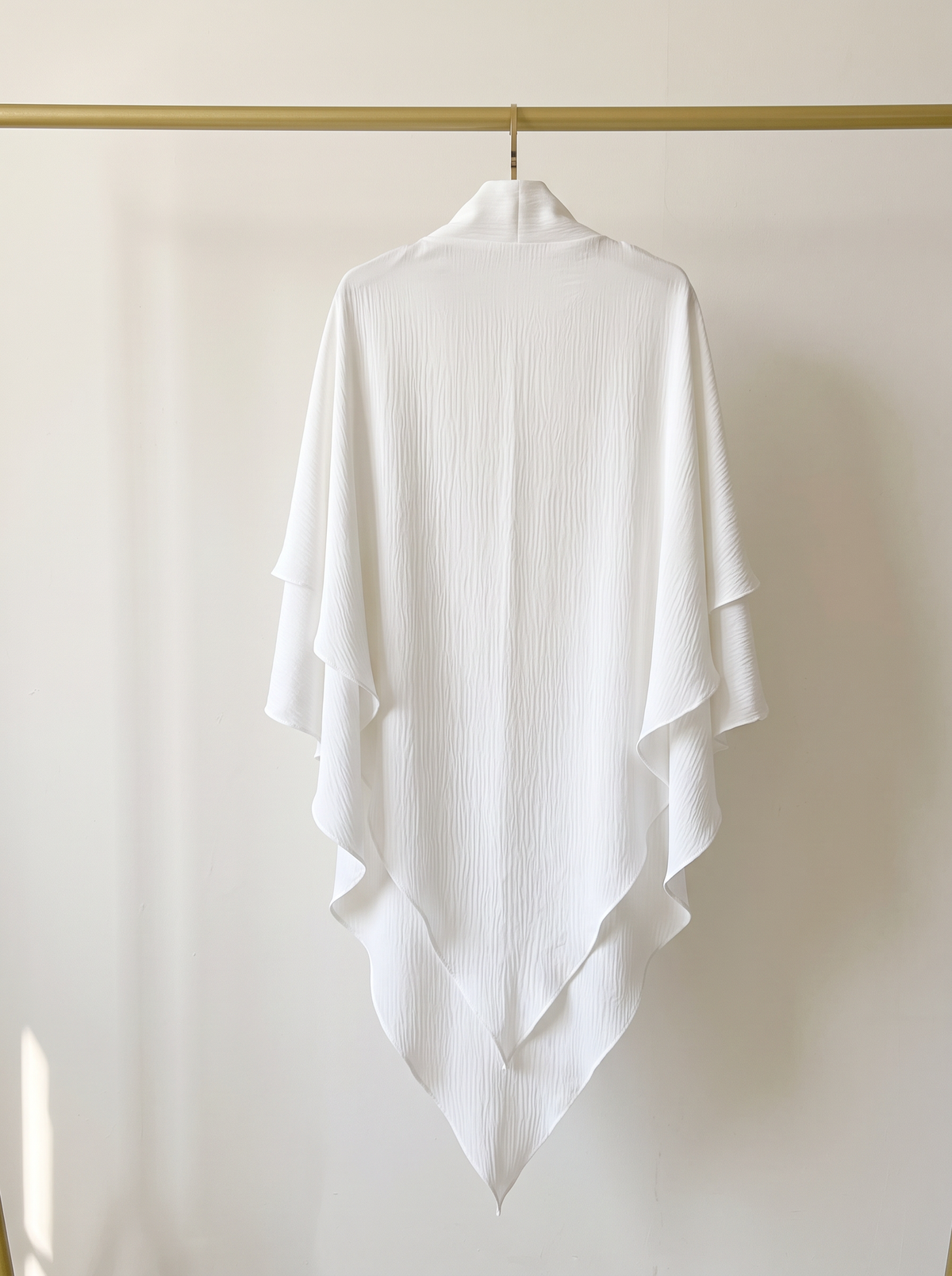 Two layer jazz crepe long khimar in white