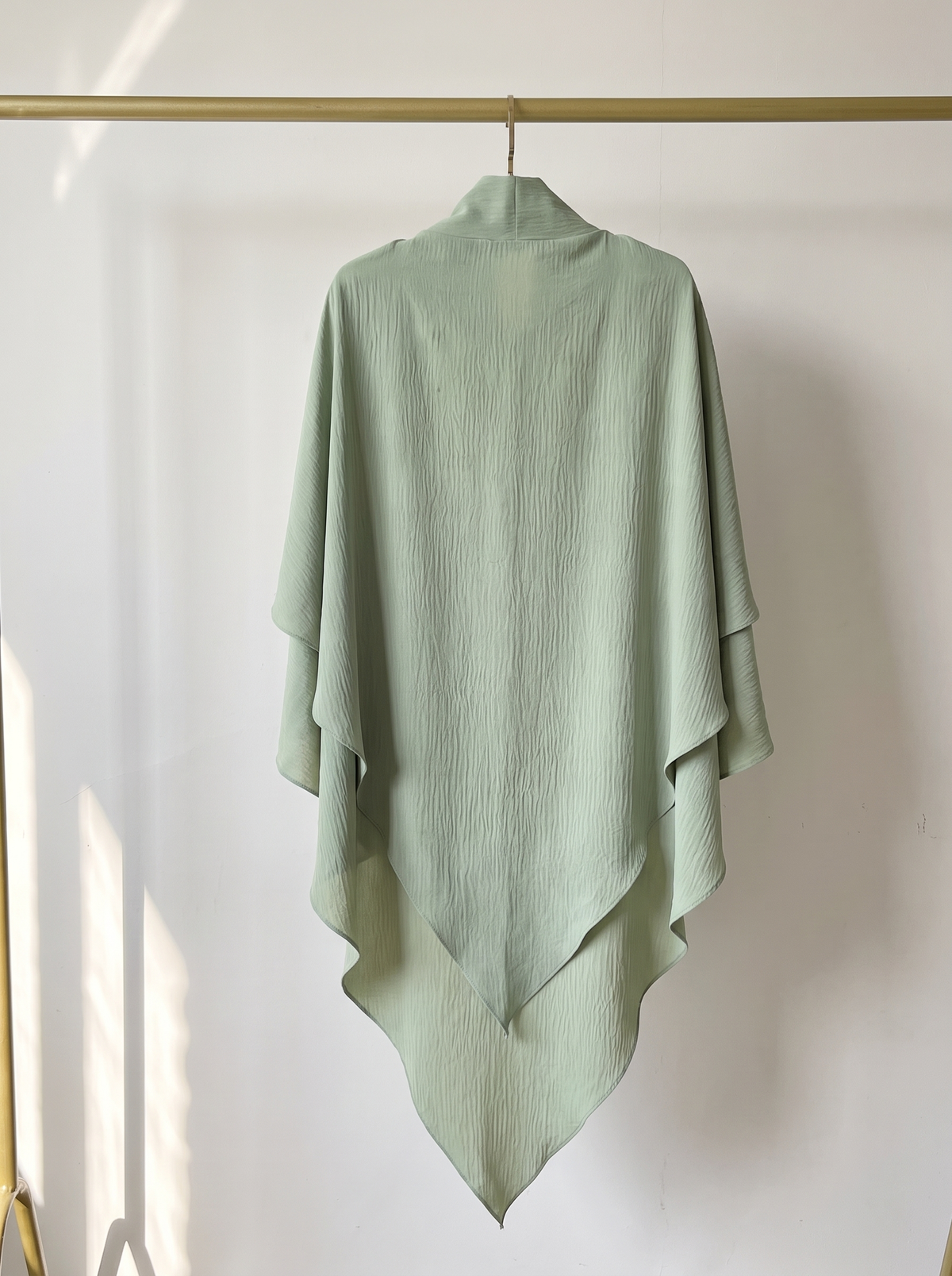 Two layer jazz crepe long khimar in light green