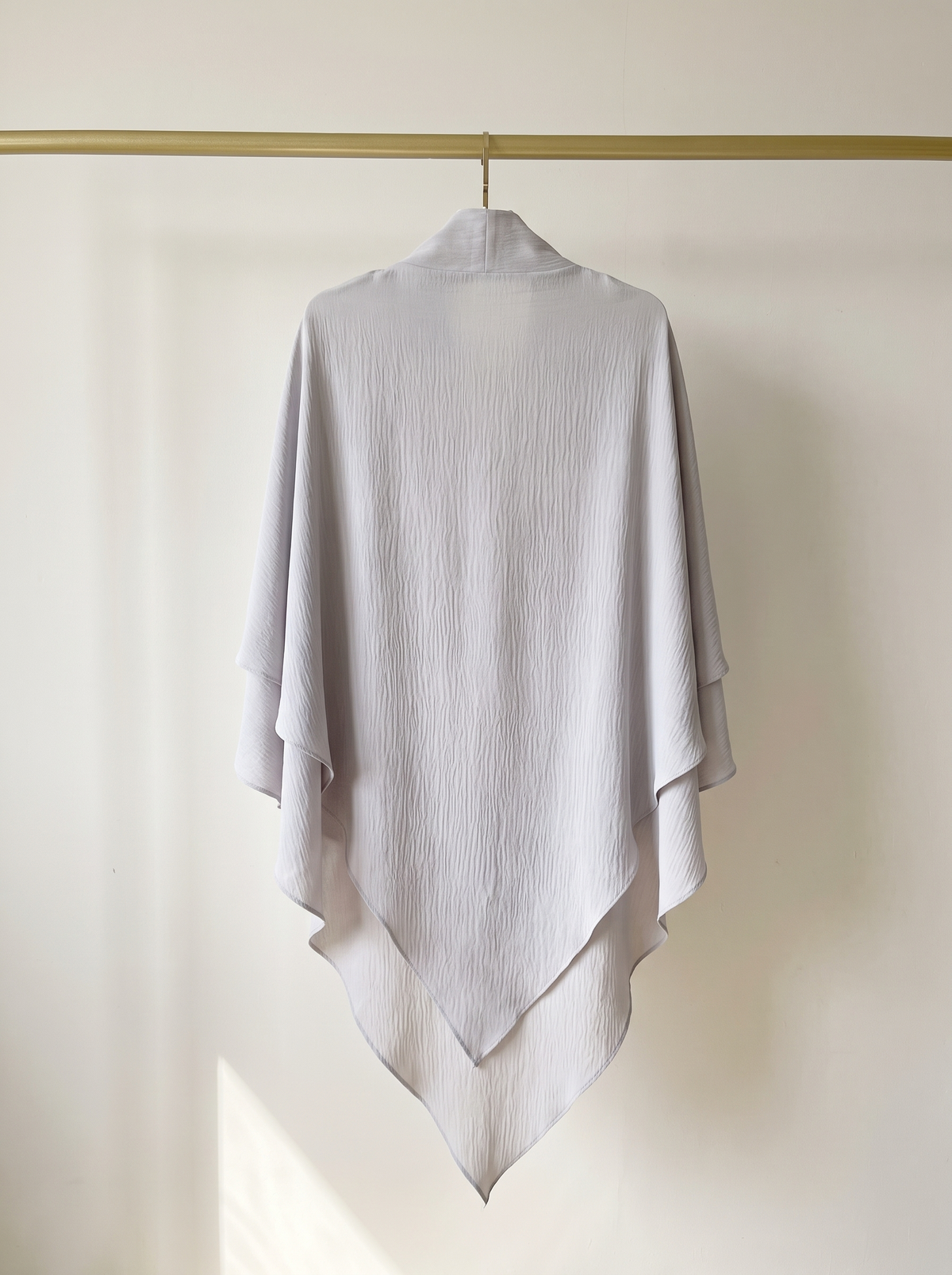 Two layer jazz crepe long khimar in light grey