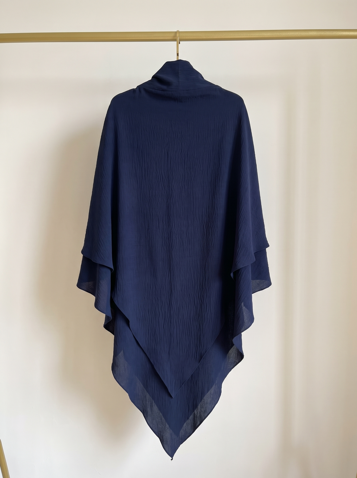 Two layer jazz crepe long khimar in dark blue