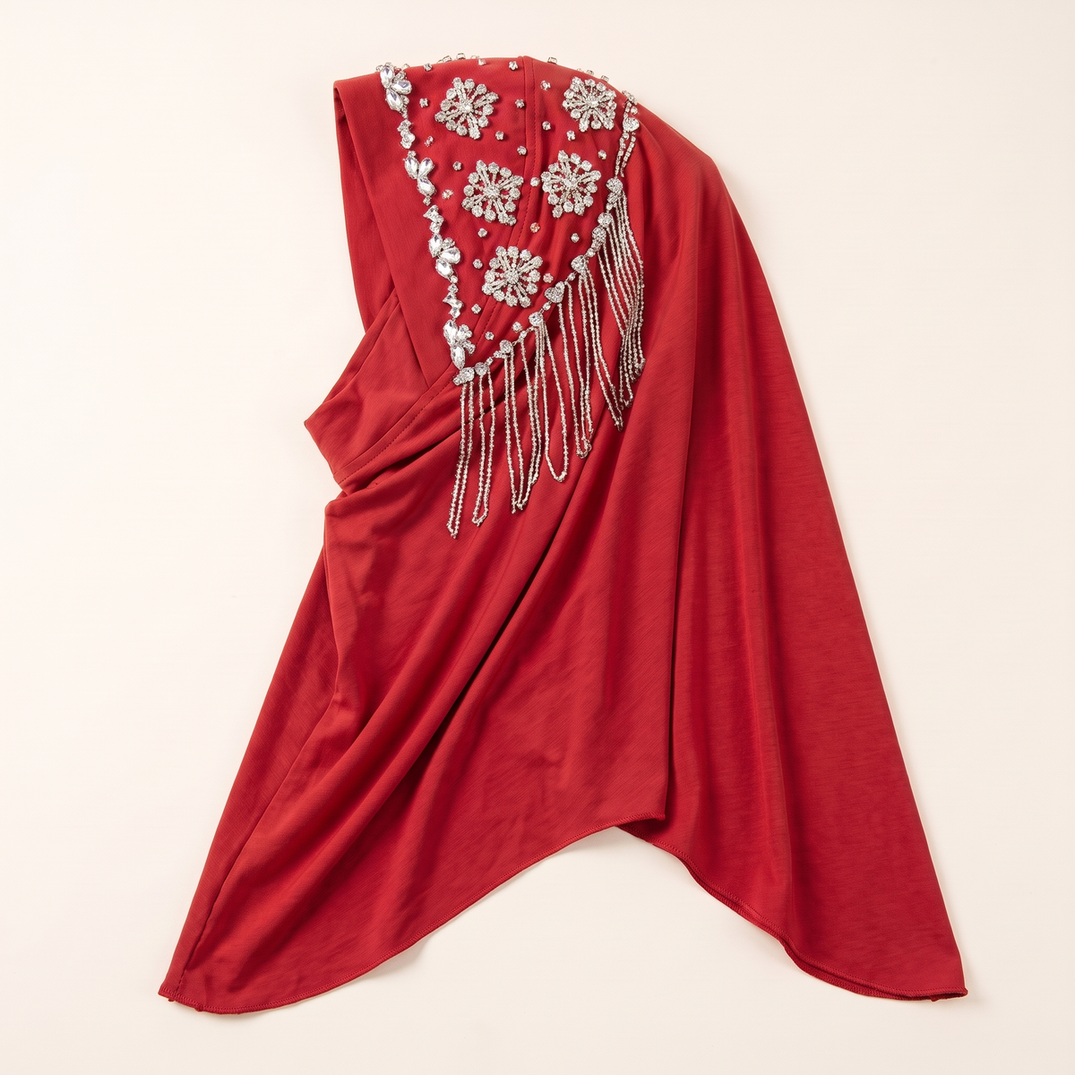 Zeina rhinestone instant hijab in cherry red