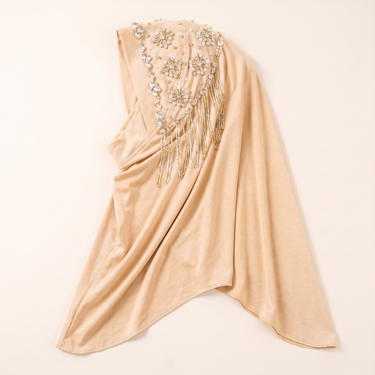 Zeina rhinestone instant hijab in champagne