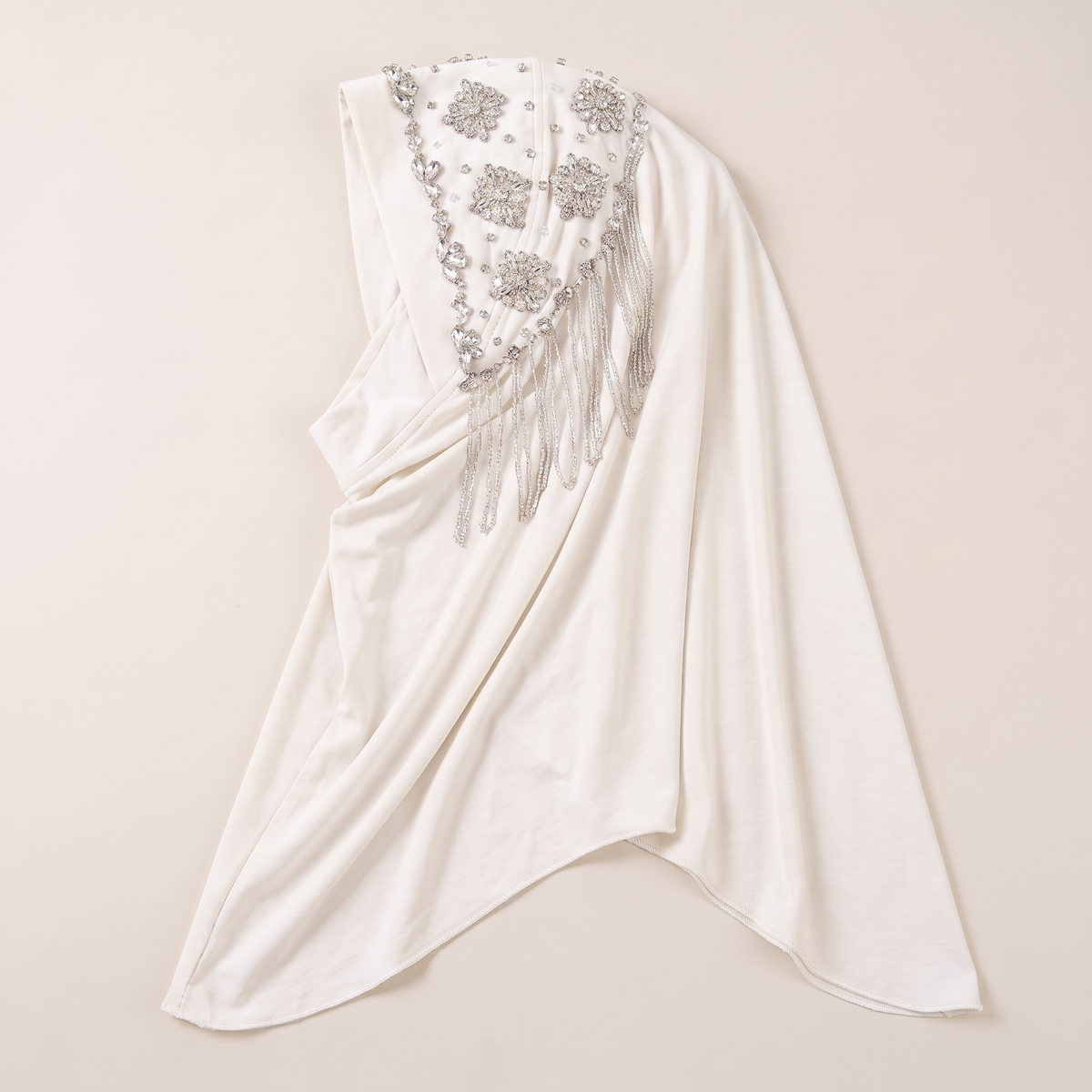 Zeina rhinestone instant hijab in ivory