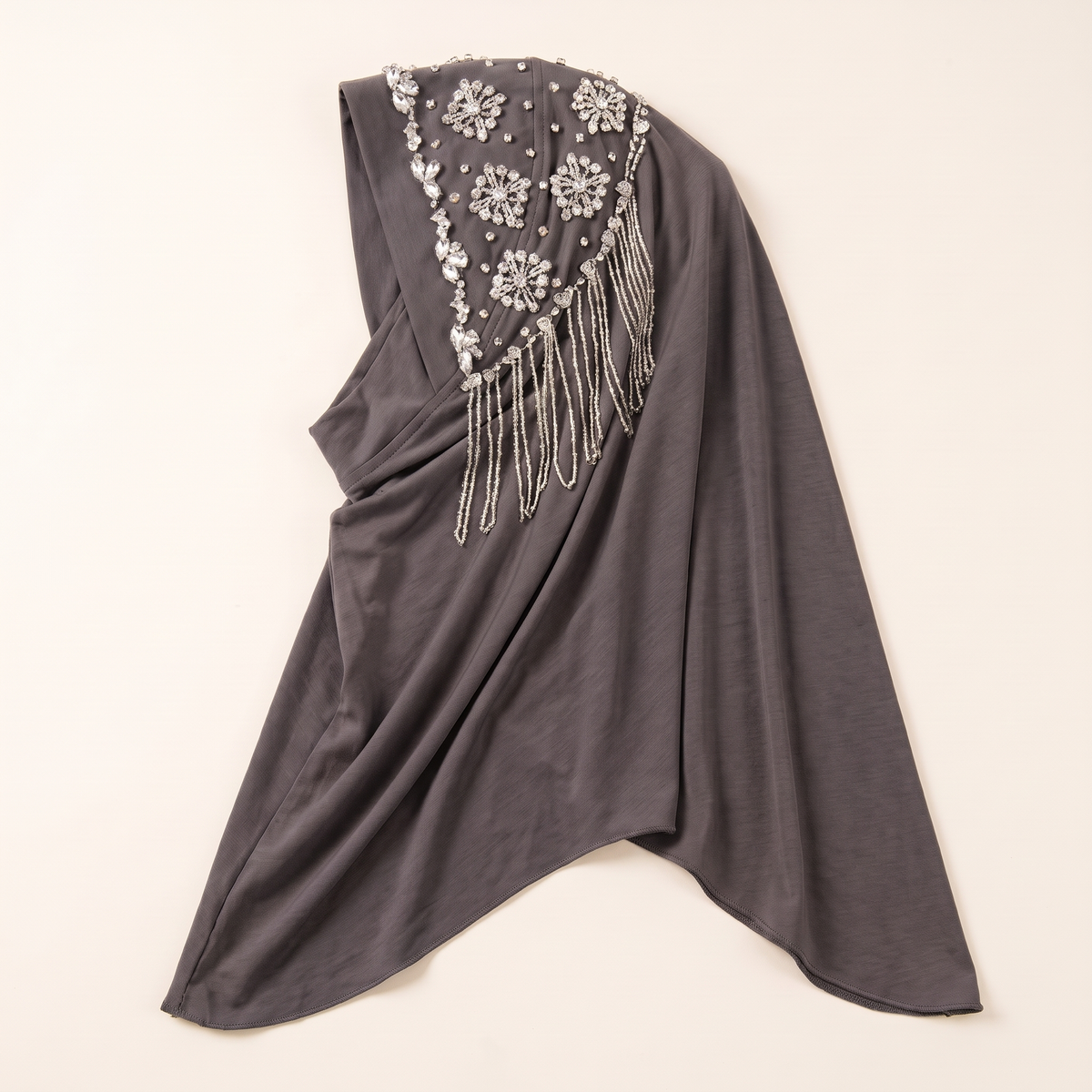 Zeina rhinestone instant hijab in charcoal