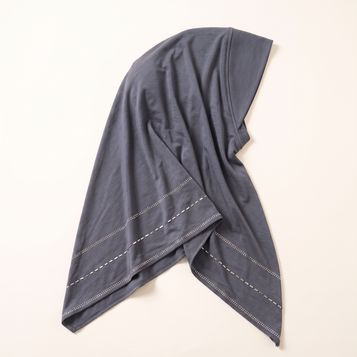 Casual instant hijab with rhinestone trim in grey