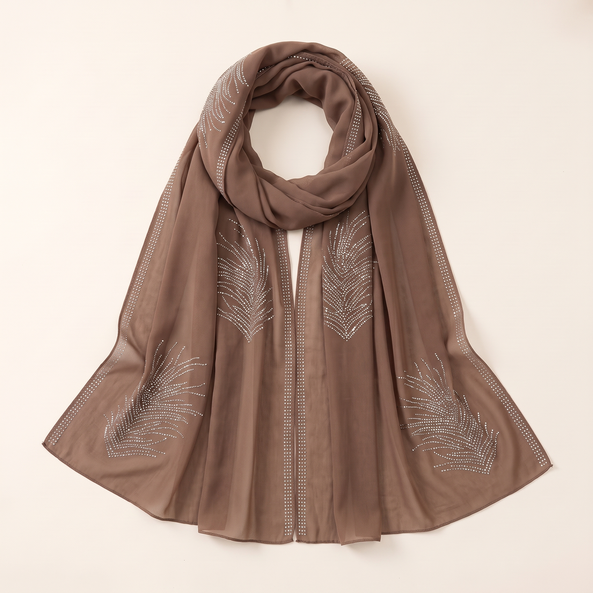 Emira embellished long shayla in mocha