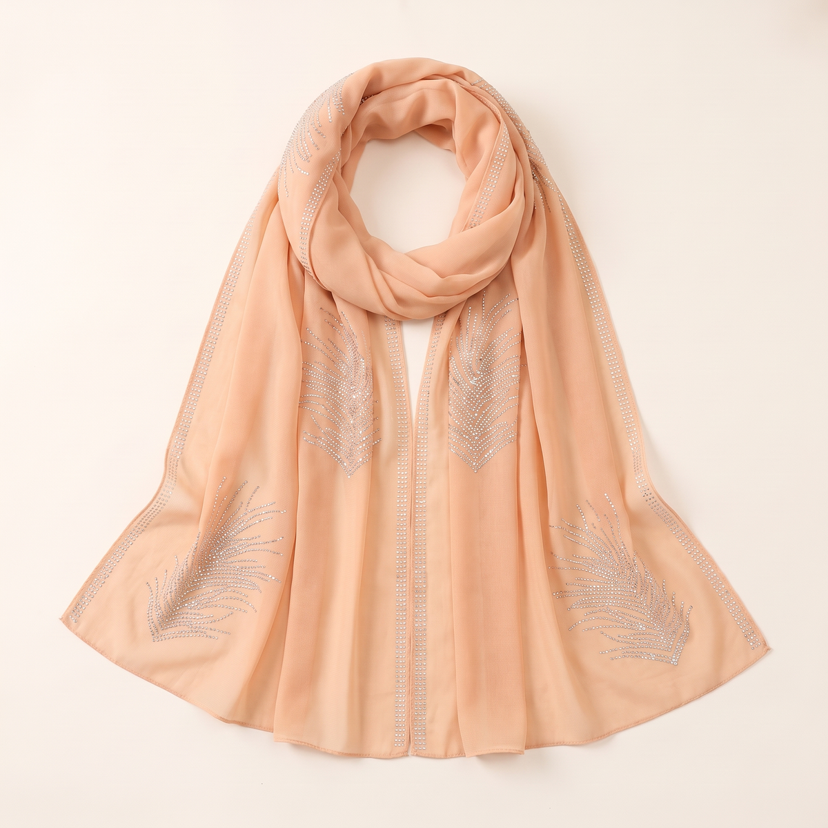 Emira embellished long shayla in peach