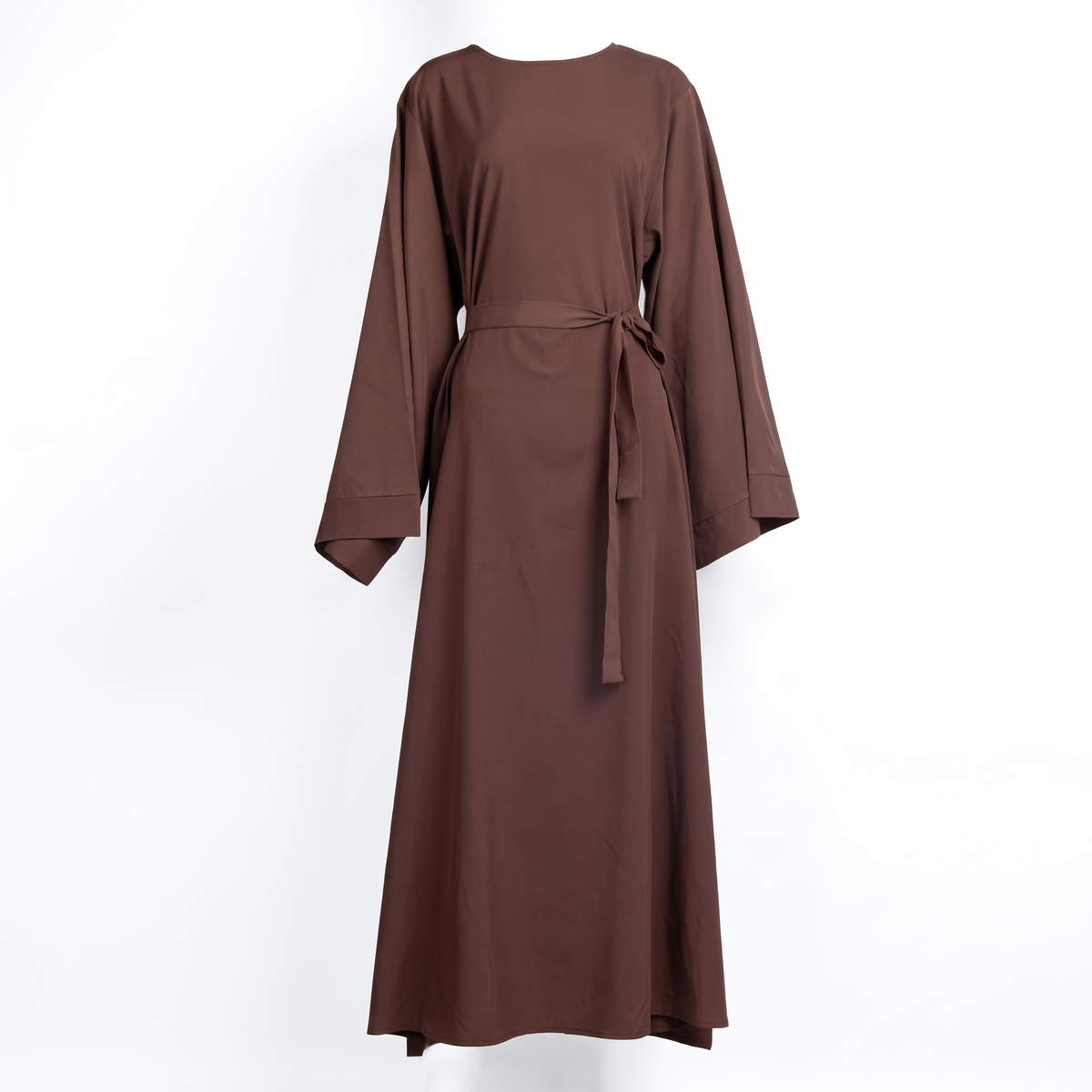 Tie-belt everyday abaya in brown