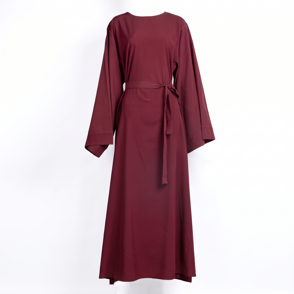 Tie-belt everyday abaya in wine red
