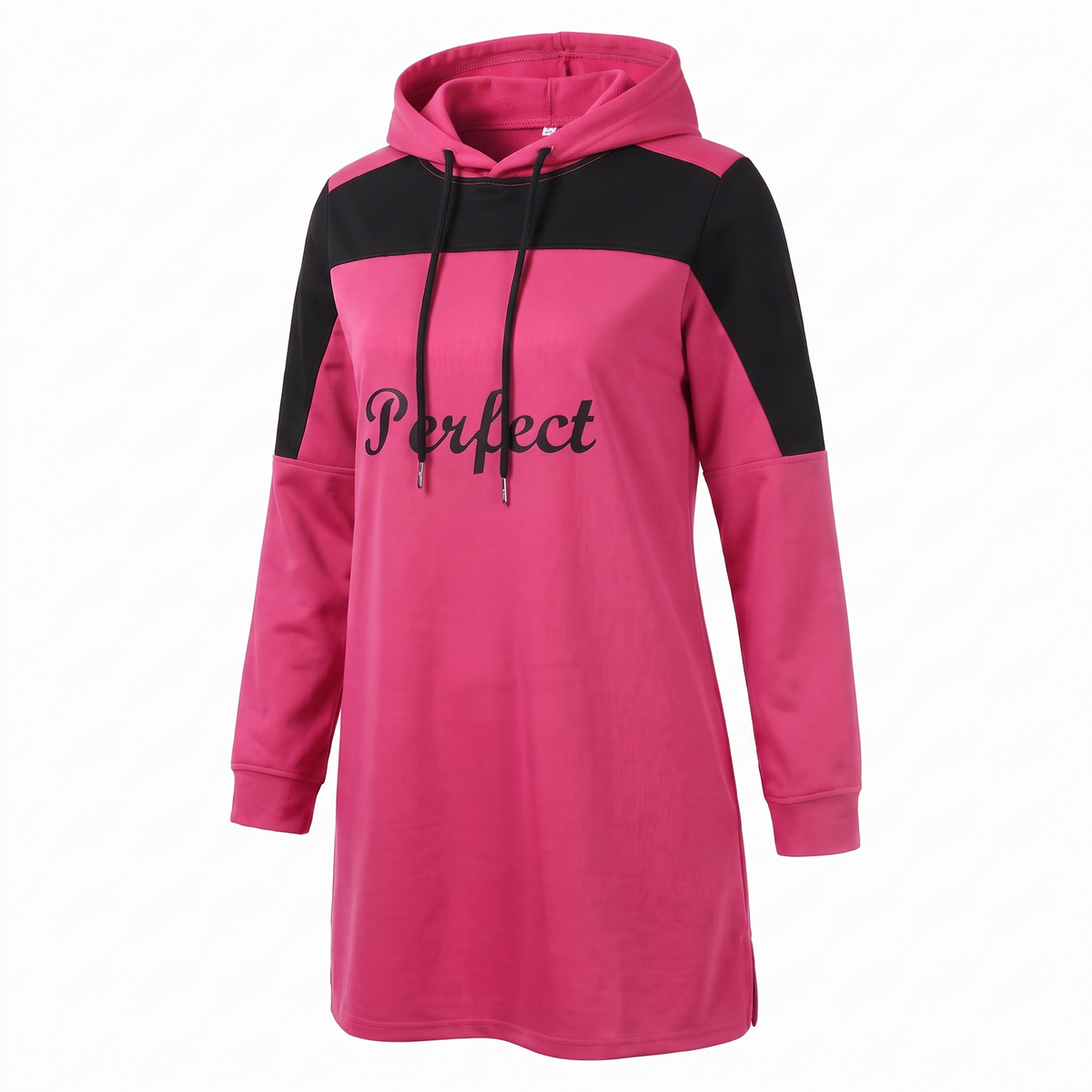 Hooded pullover sweatshirt in fuchsia