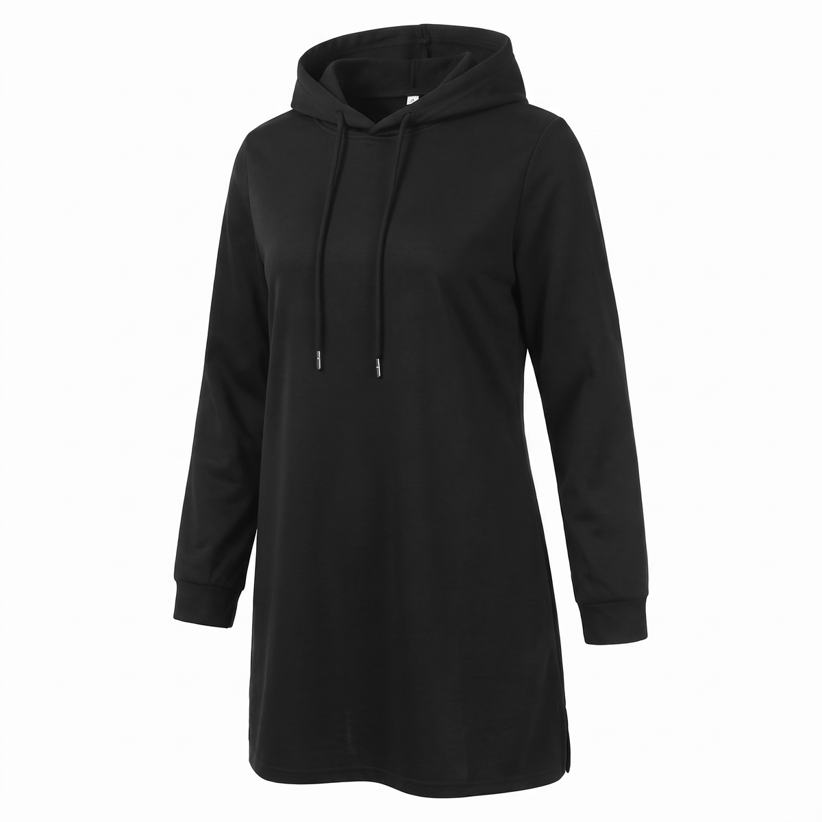 Hooded pullover sweatshirt in black