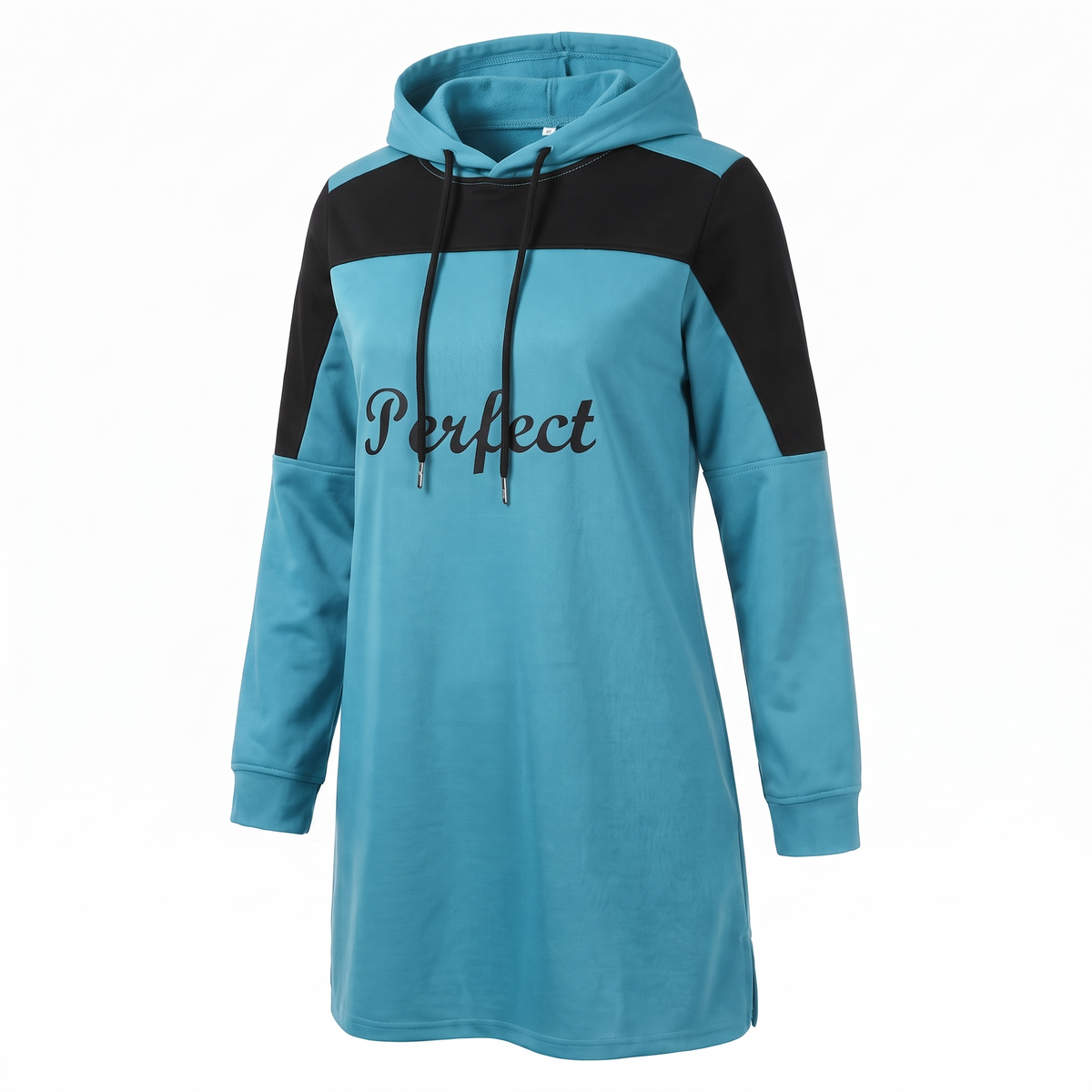 Hooded pullover sweatshirt in teal blue