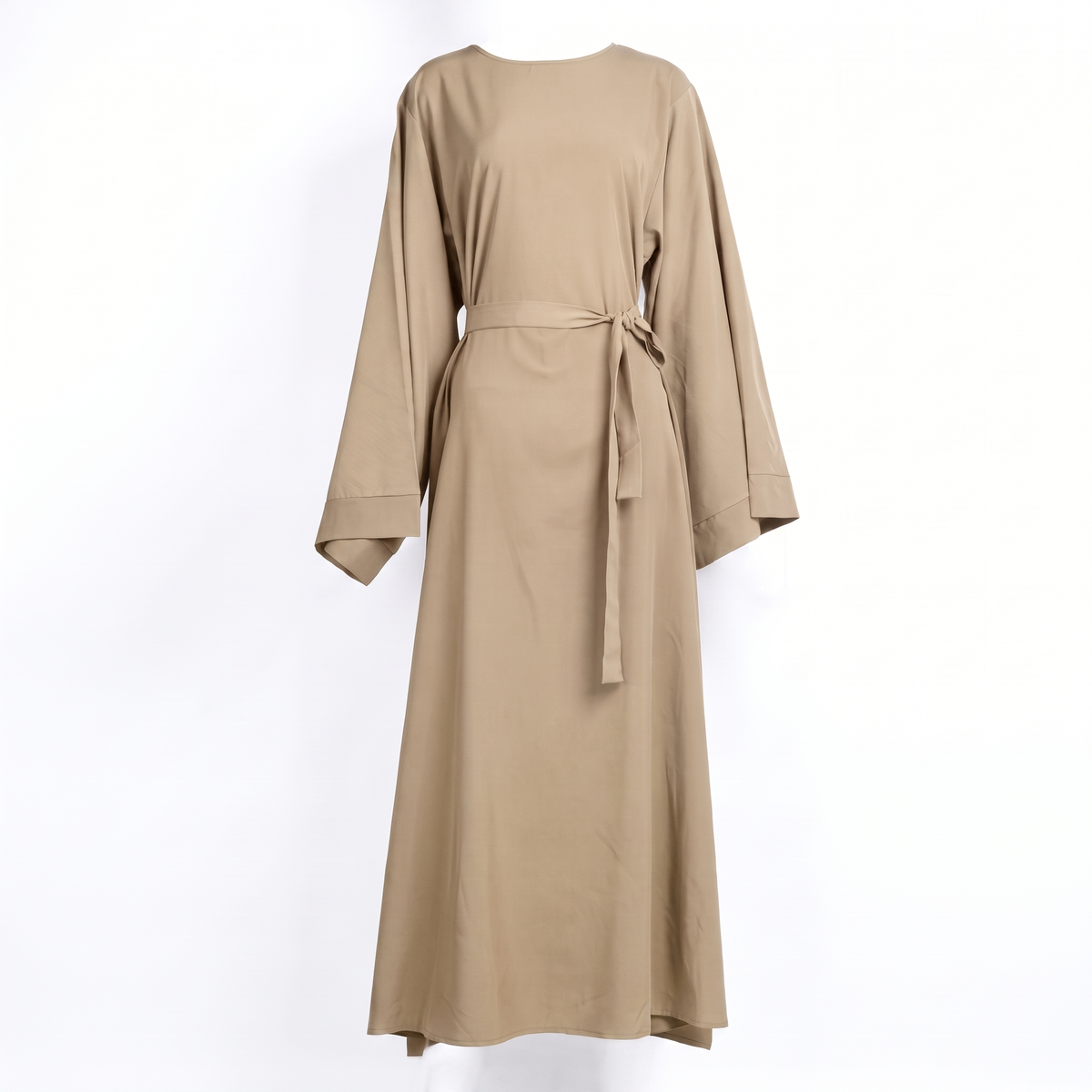 Tie-belt everyday abaya in khaki