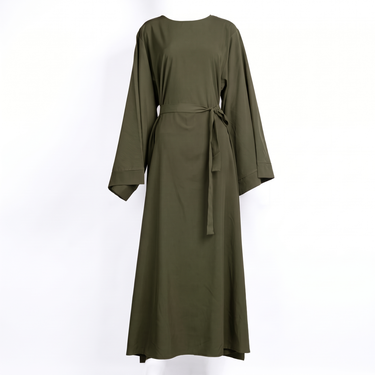 Tie-belt everyday abaya in olive green