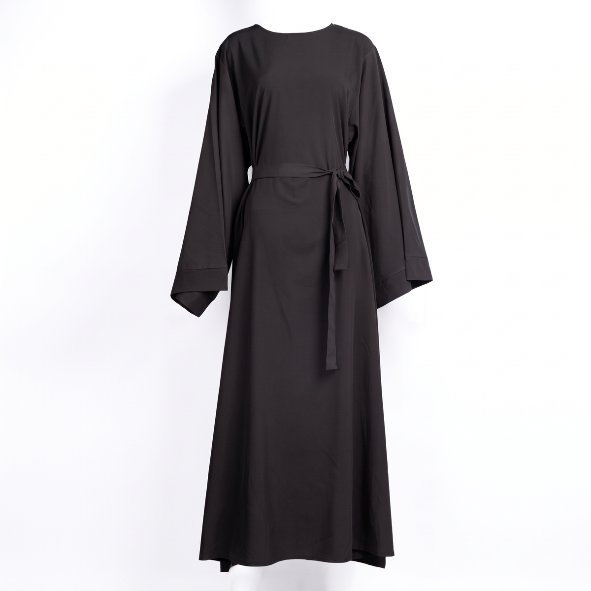 Tie-belt everyday abaya in black
