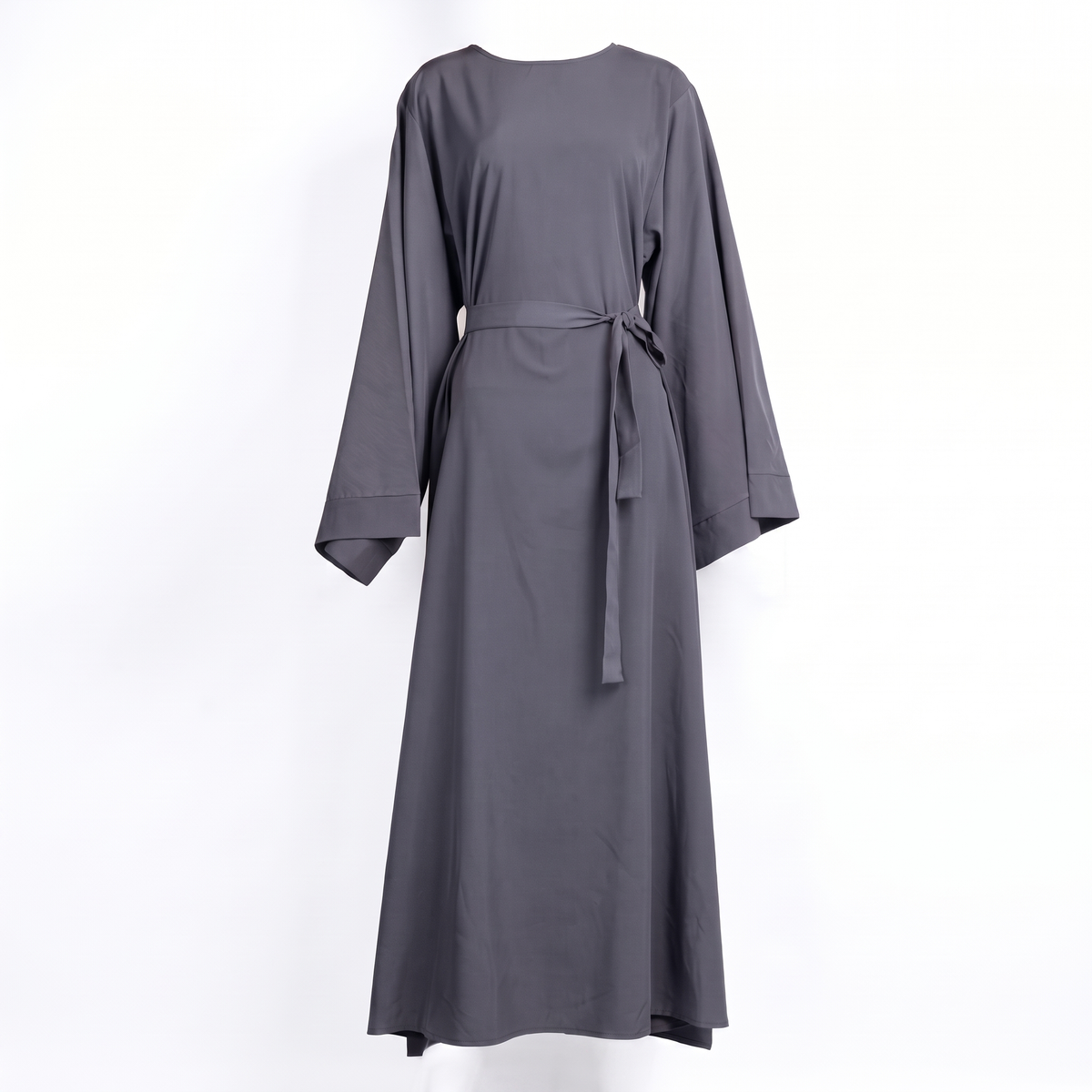 Tie-belt everyday abaya in grey