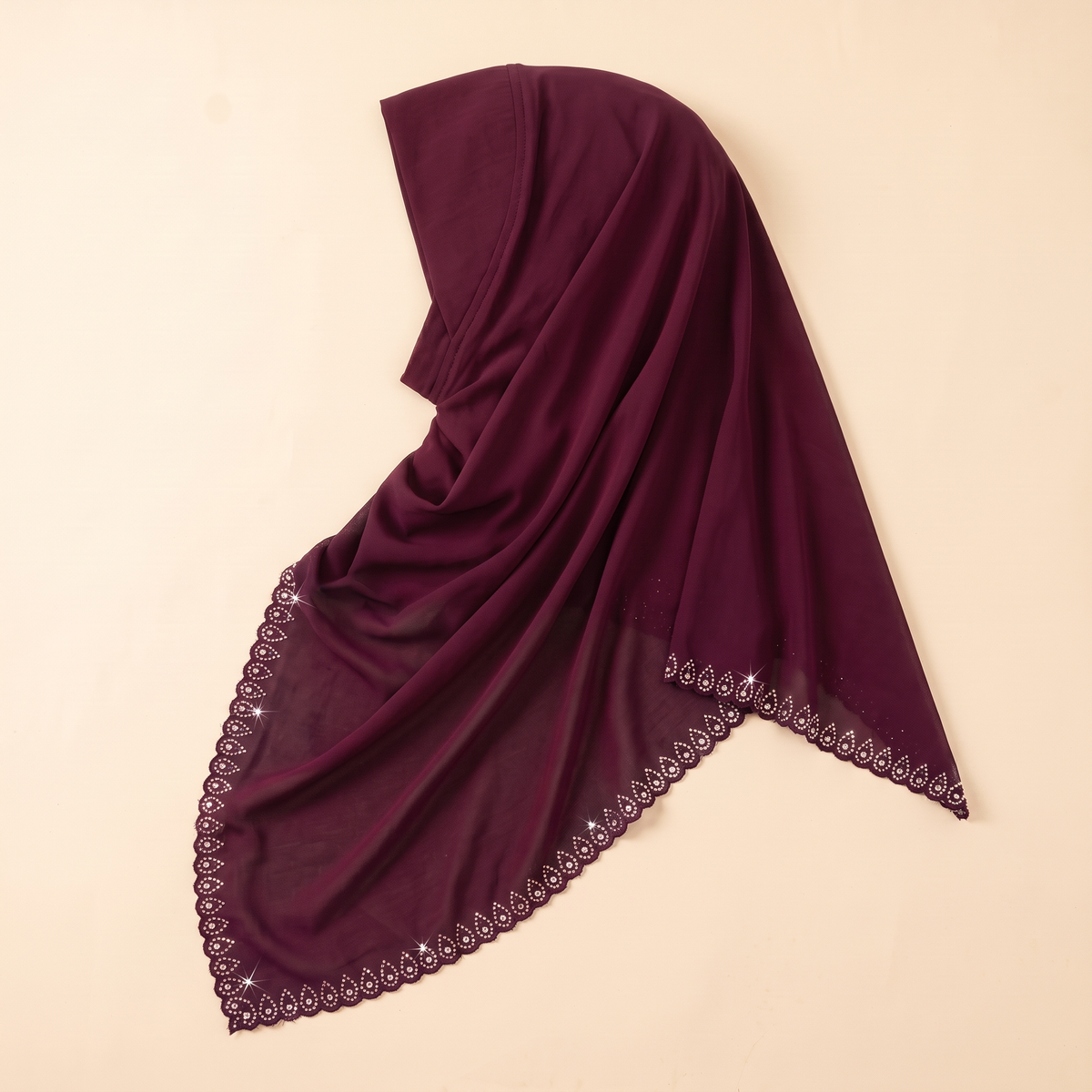 Dalal draped instant hijab in burgundy