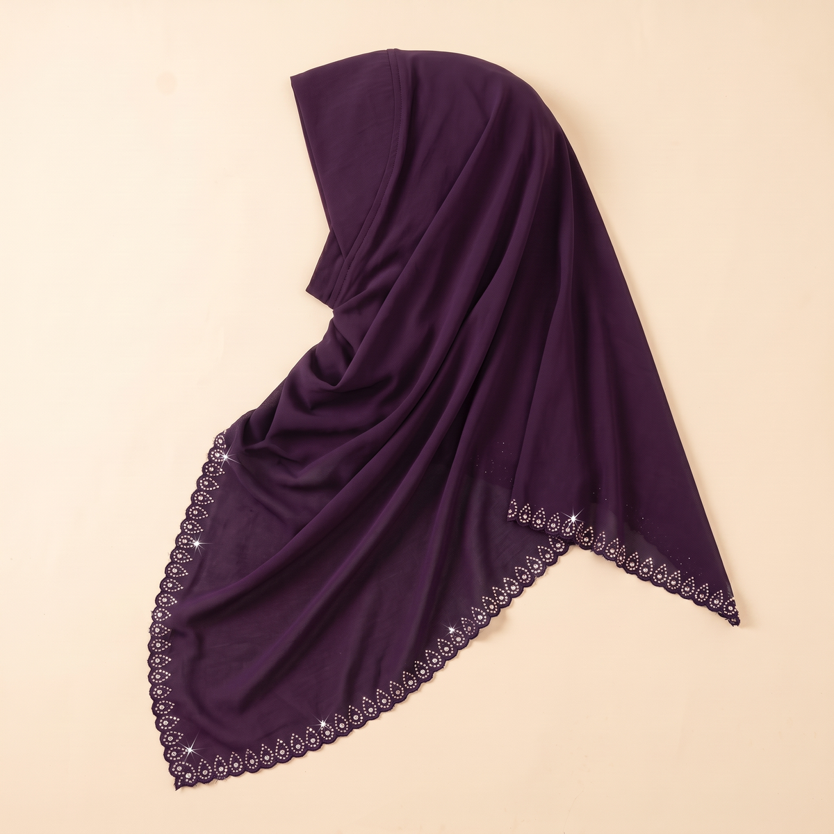 Dalal draped instant hijab in aubergine
