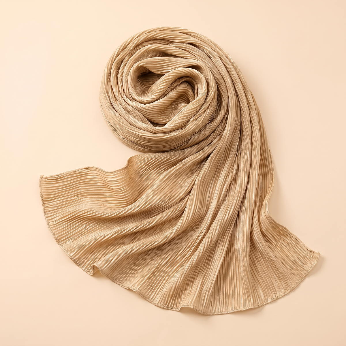 Pleated hijab shawl in wheat