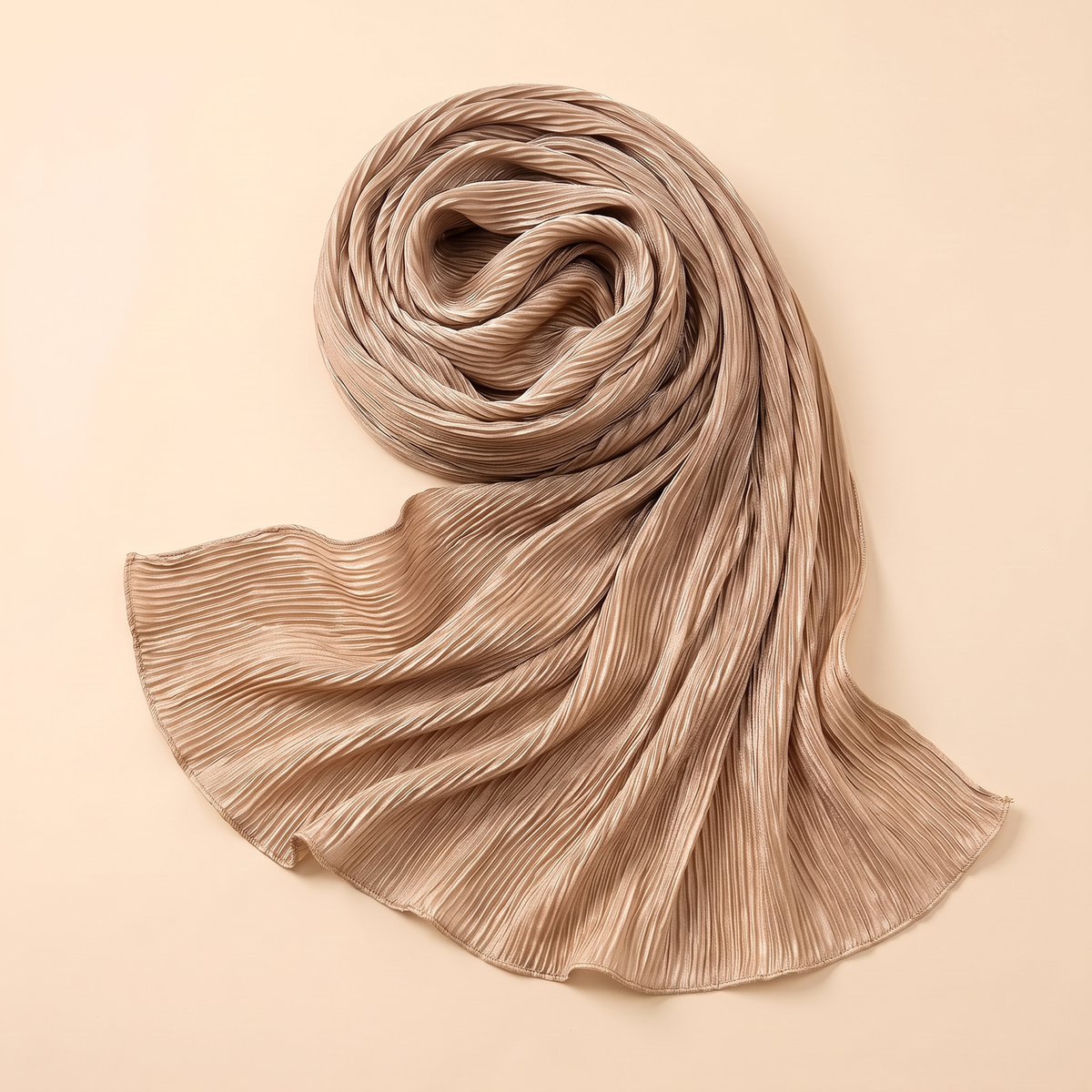 Pleated hijab shawl in sand