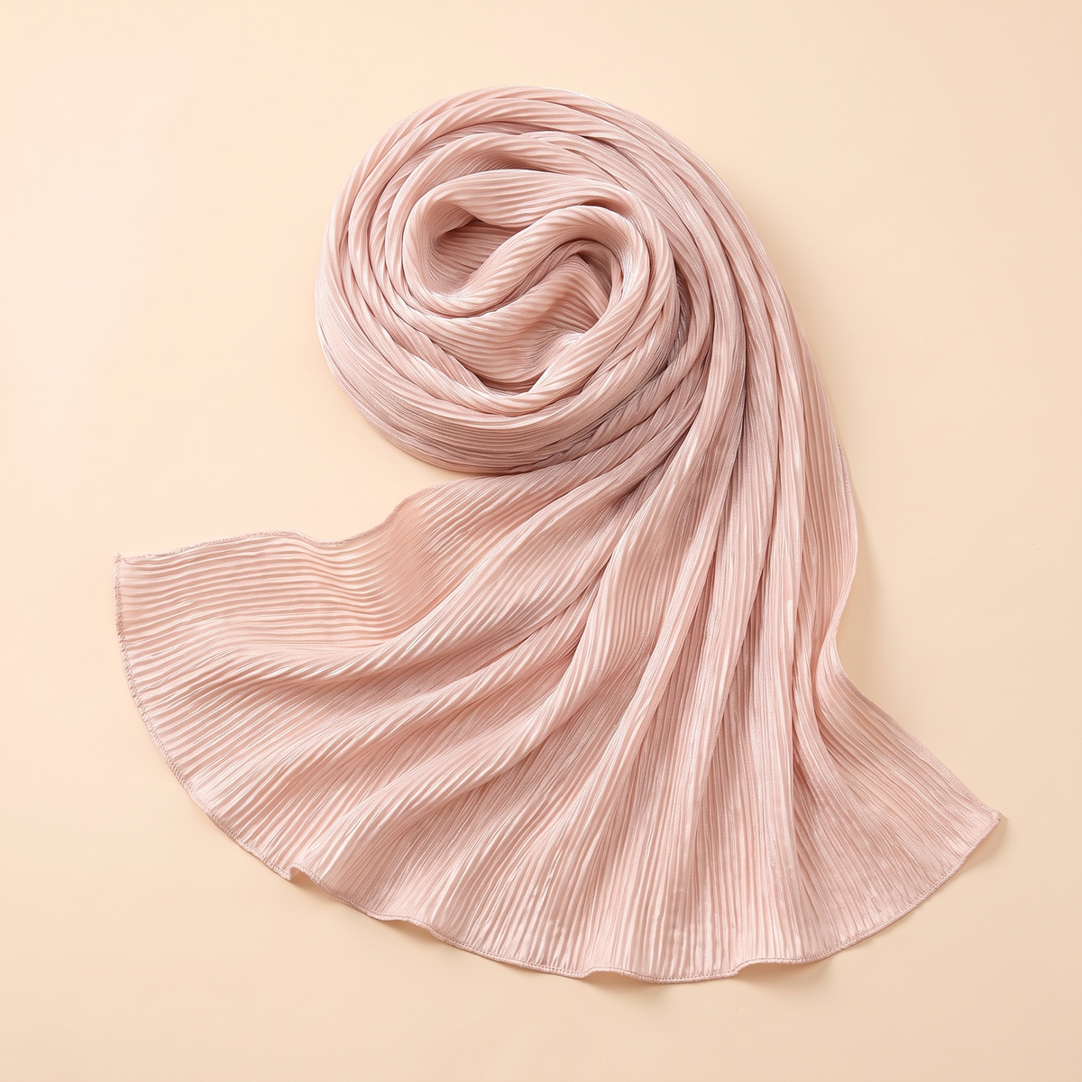 Pleated hijab shawl in blush