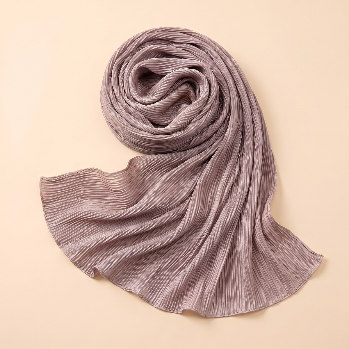 Pleated hijab shawl in lilac grey