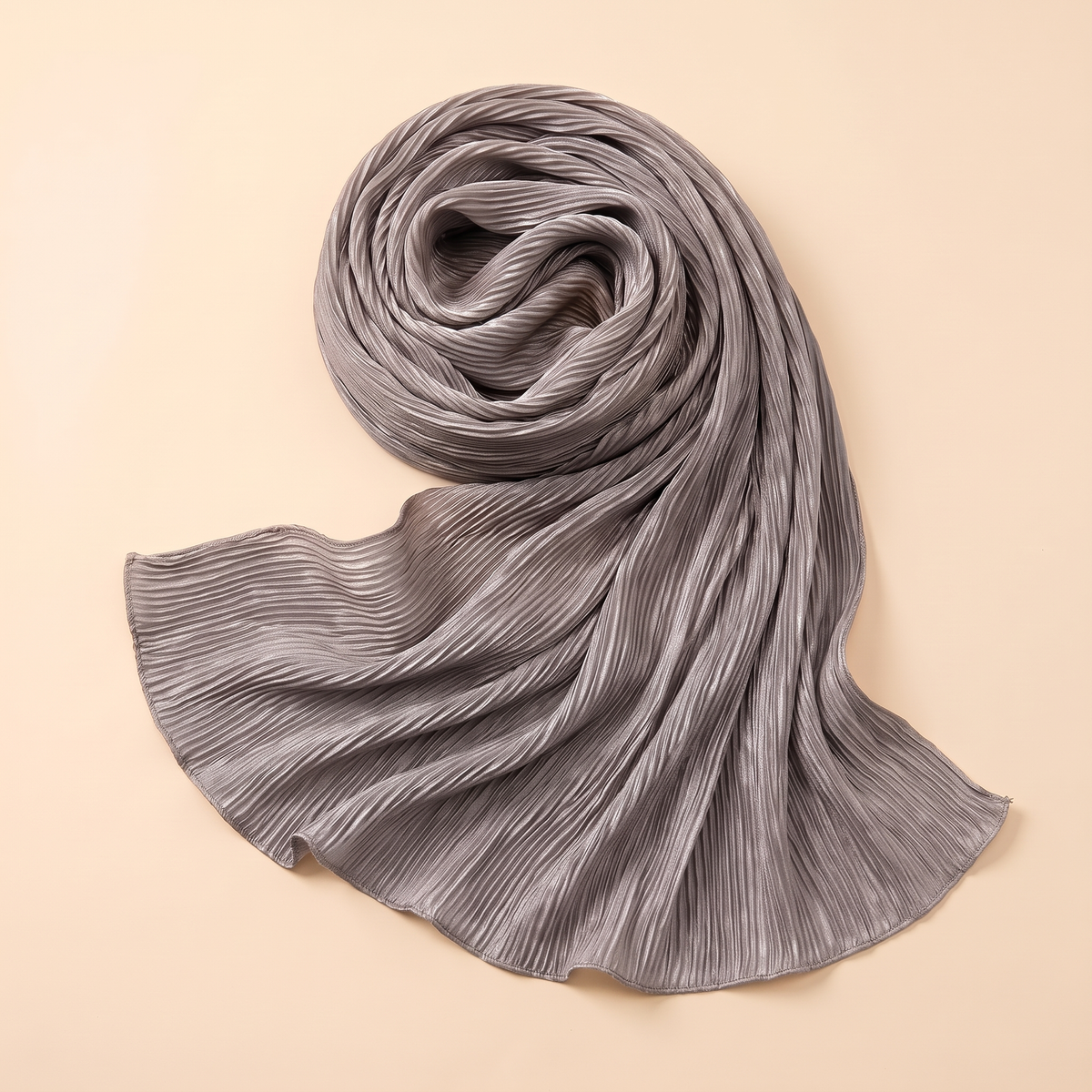 Pleated hijab shawl in mid grey