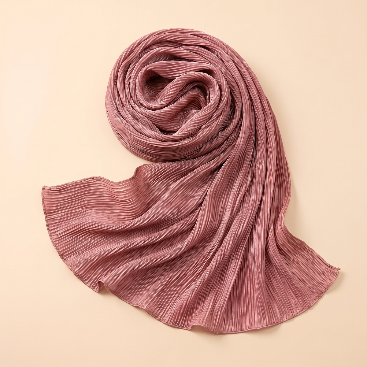 Pleated hijab shawl in dusty rose