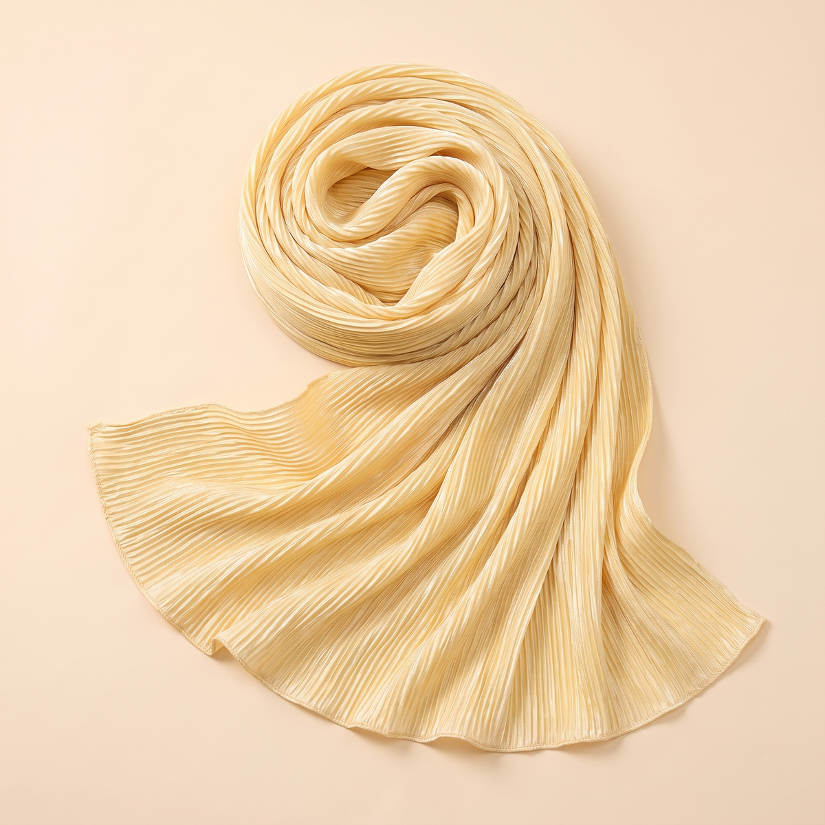Pleated hijab shawl in butter