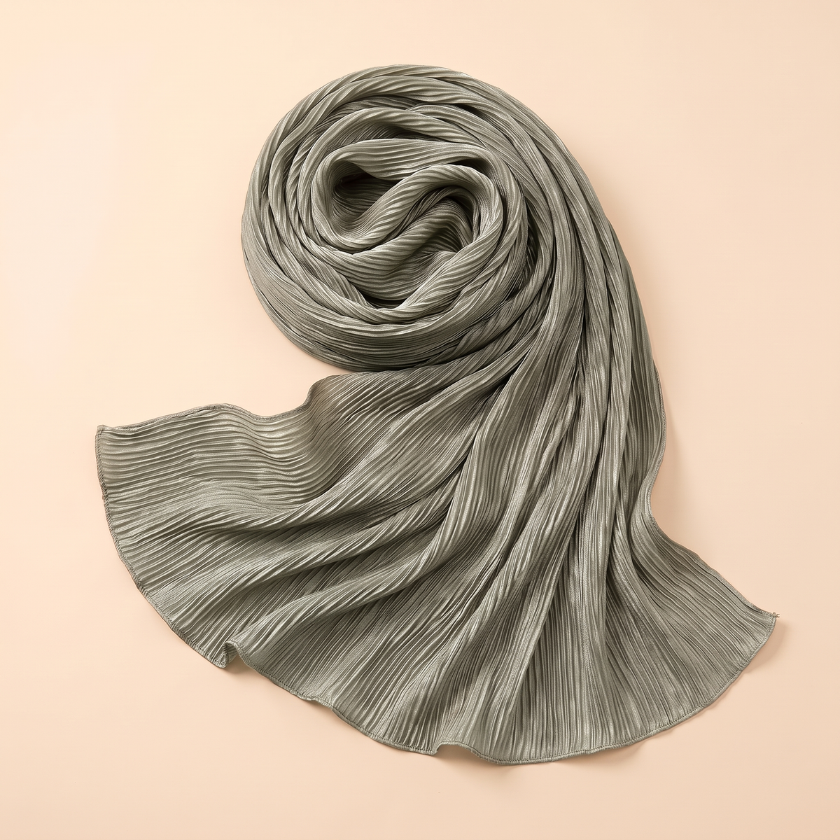 Pleated hijab shawl in sage