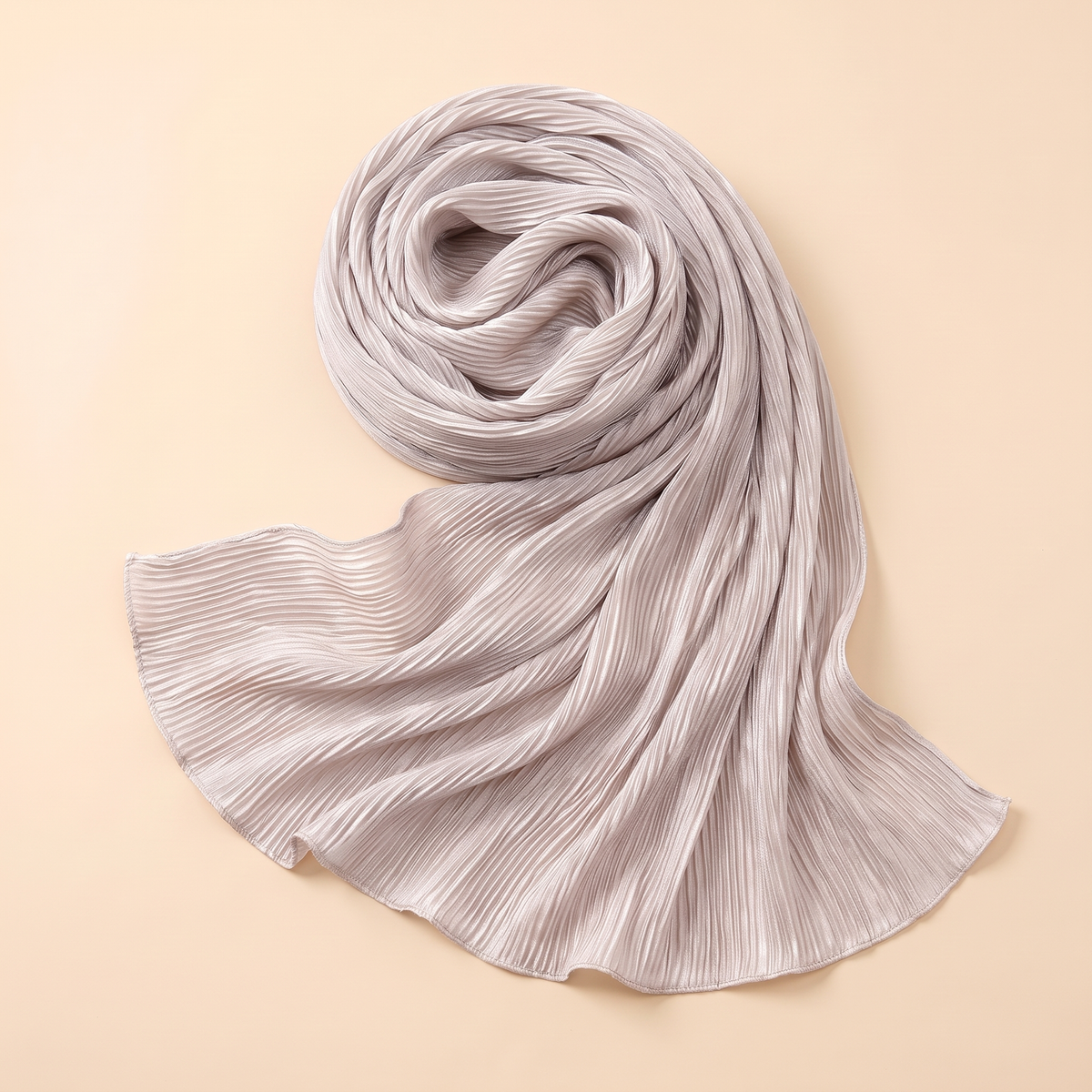 Pleated hijab shawl in pearl white
