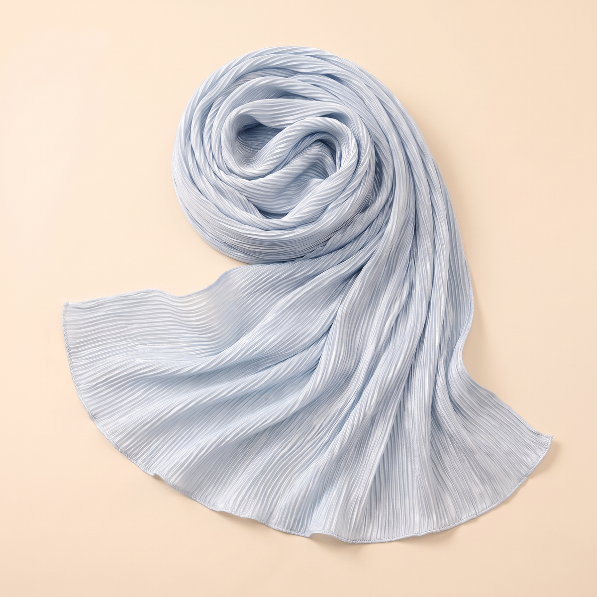 Pleated hijab shawl in ice blue